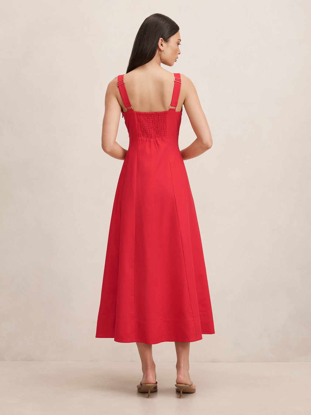 Kara Tie Front Linen Midi Dress