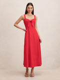 Kara Tie Front Linen Midi Dress