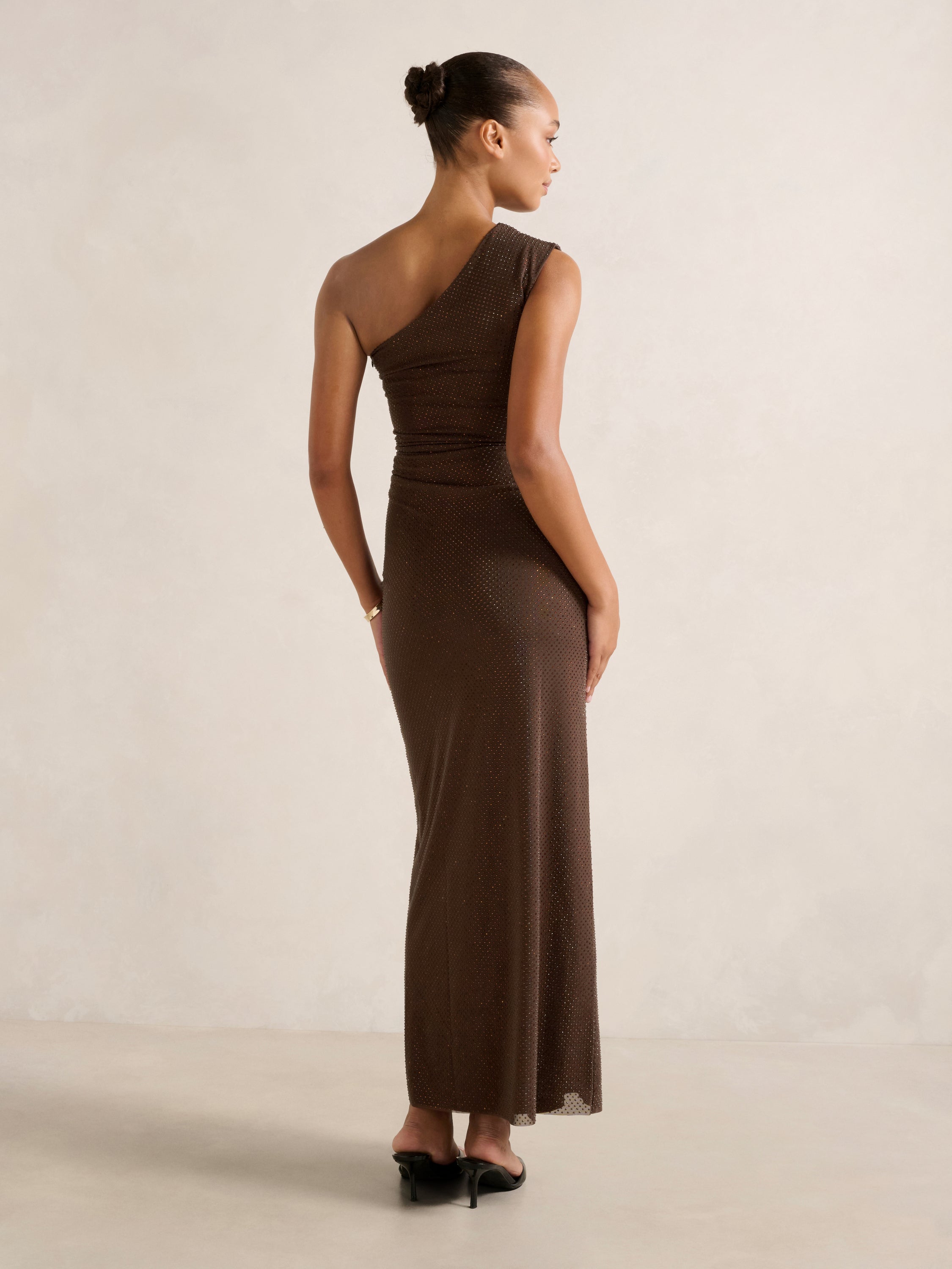 Audrina One Shoulder Heatseal Maxi Dress