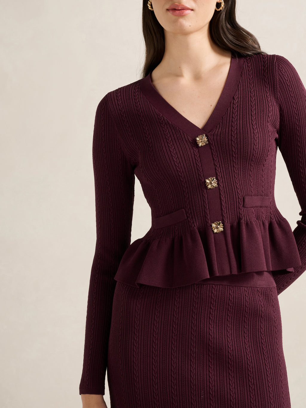 Lilia Ruffle Detail Knit Cardigan
