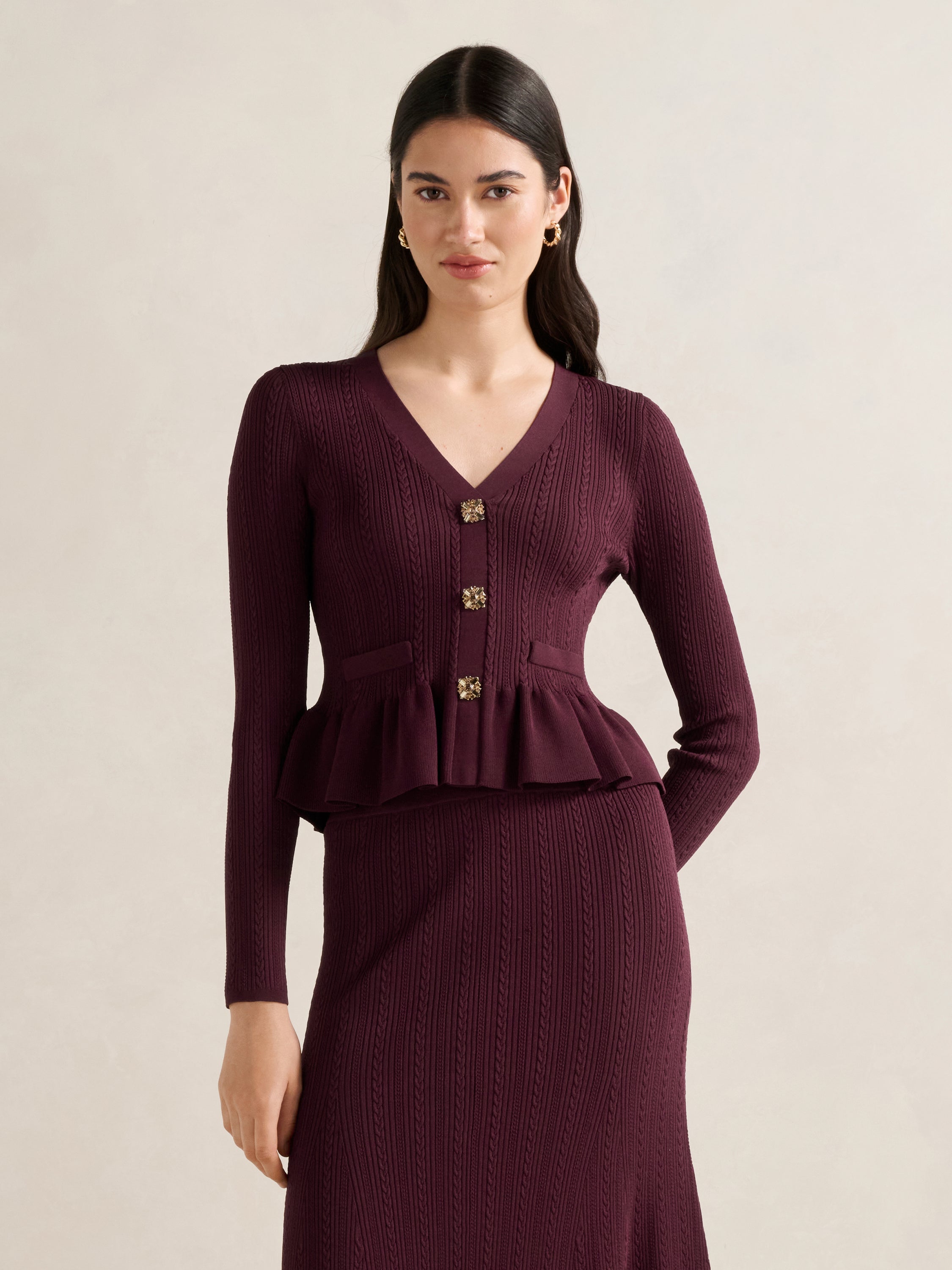 Lilia Ruffle Detail Knit Cardigan