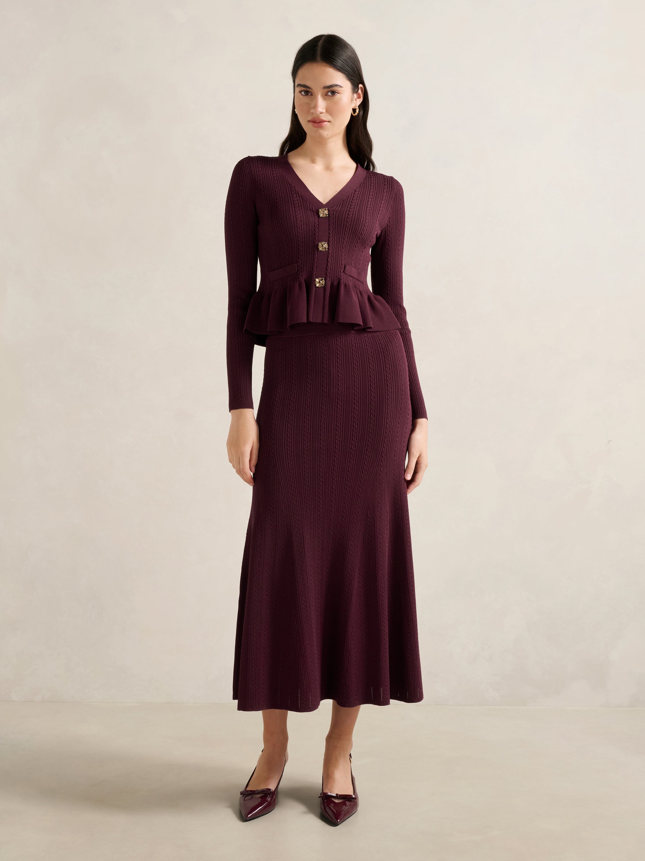 Lilia Godet Knit Midi Skirt