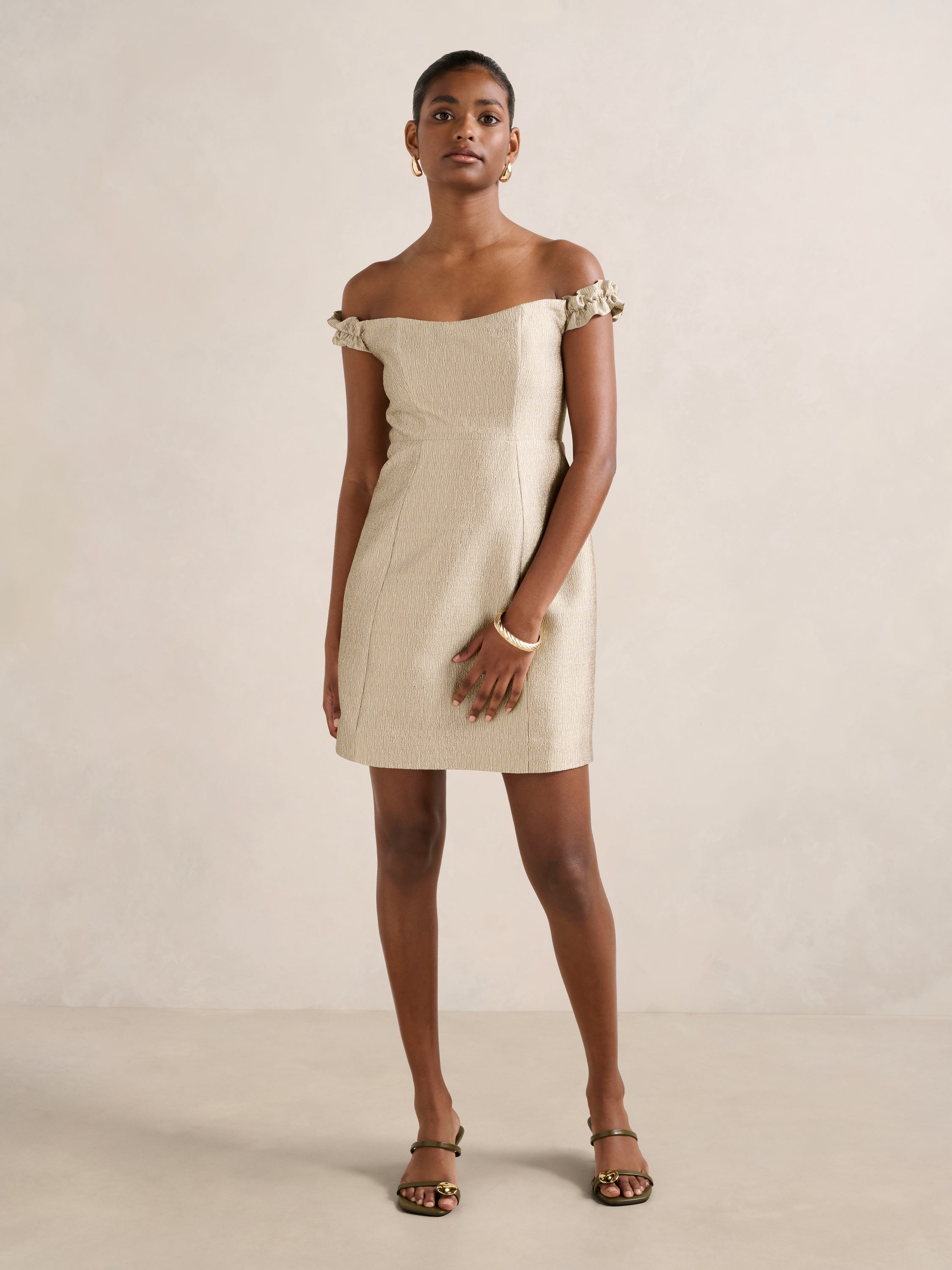 Mandy Petite Bardot Ruffle Mini Dress