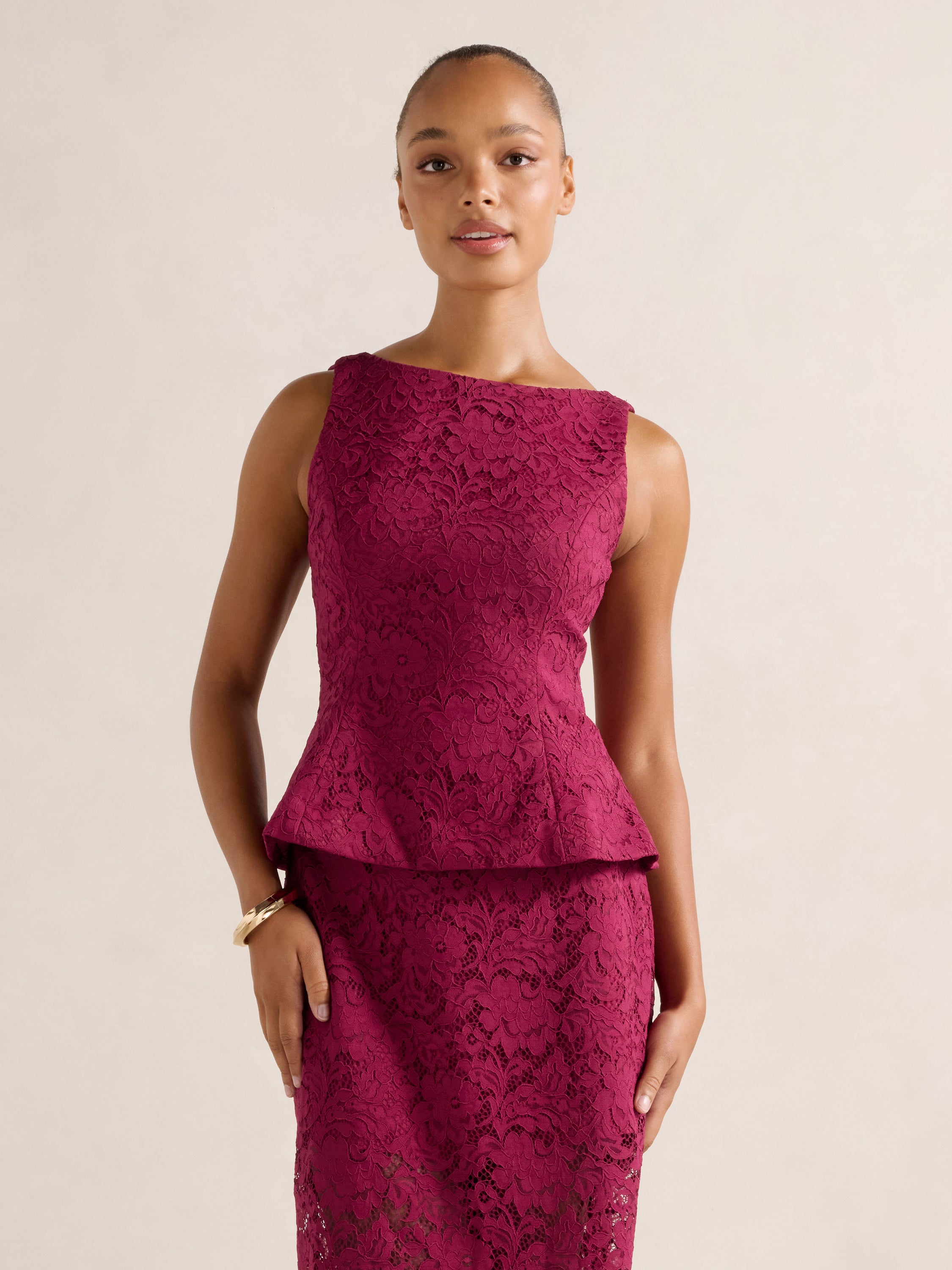 Loretta Lace Peplum Top