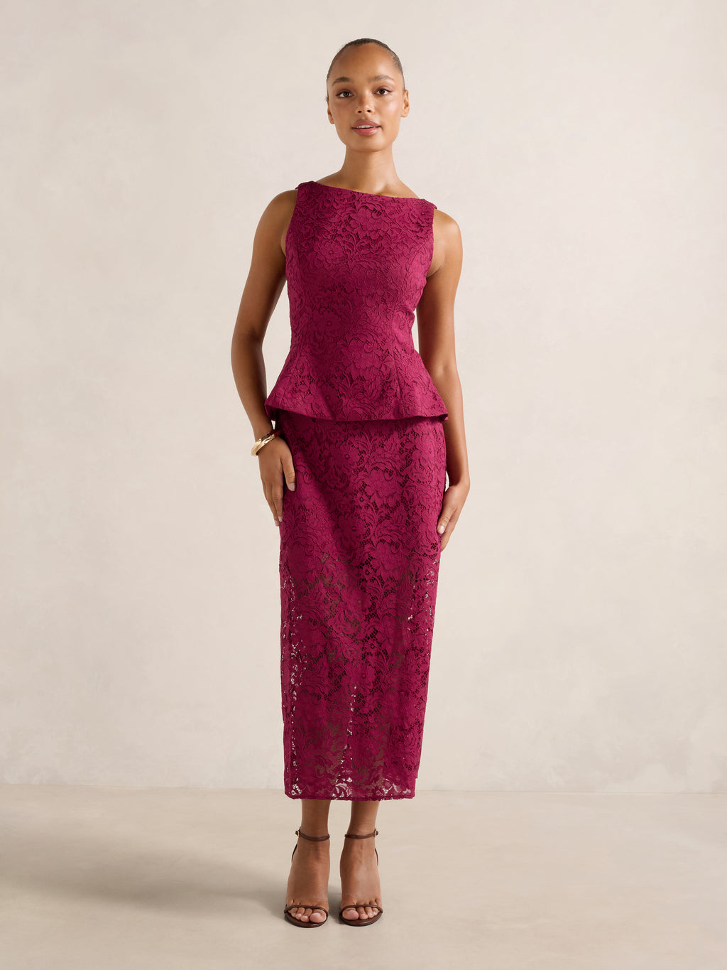Loretta Lace Peplum Top