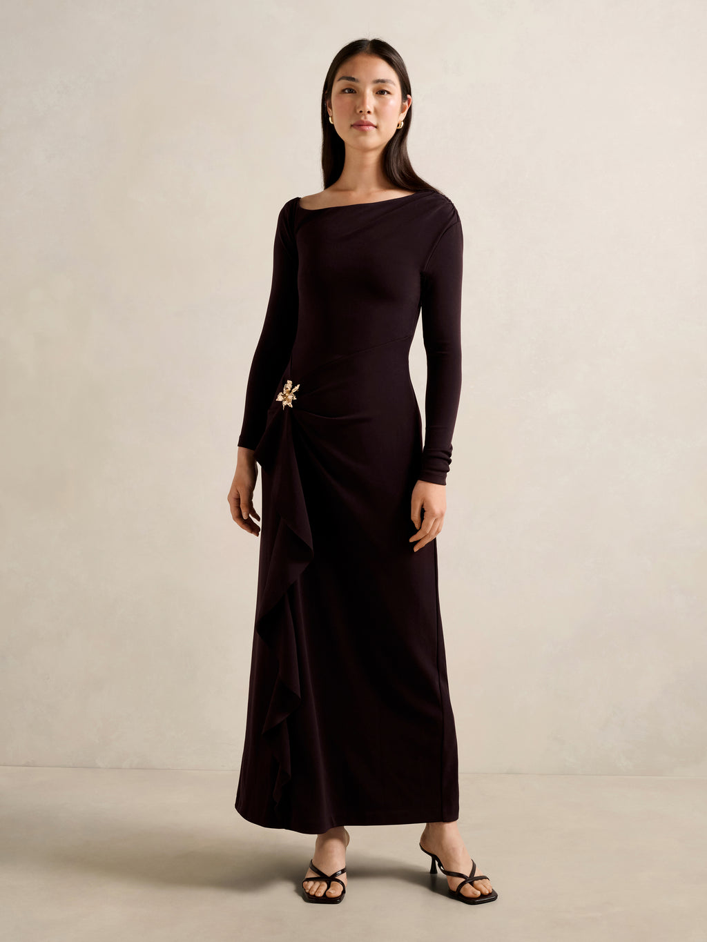 Maya Long Sleeve Ruffle Maxi Dress