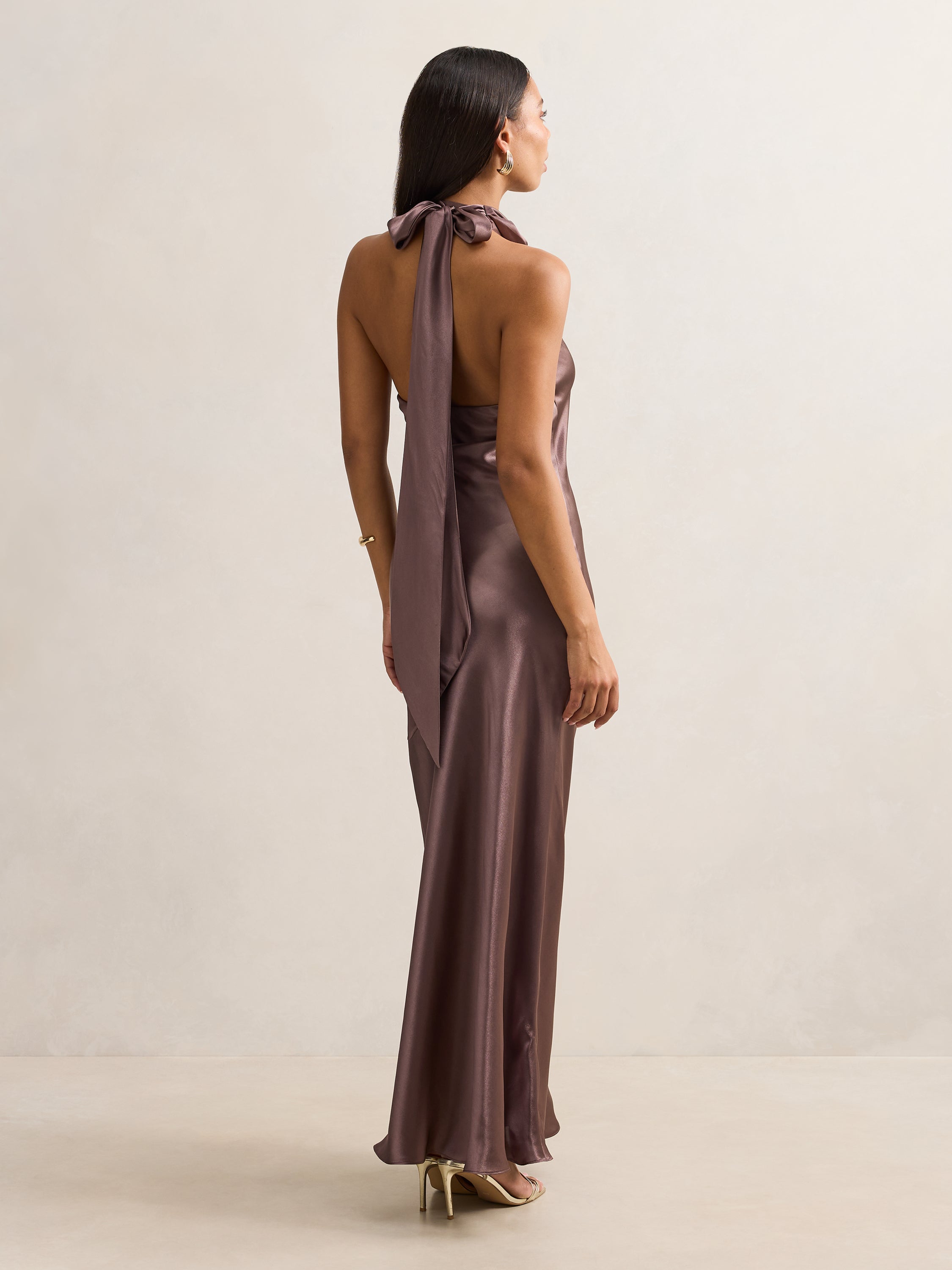 Clementine High Neck Satin Maxi Dress