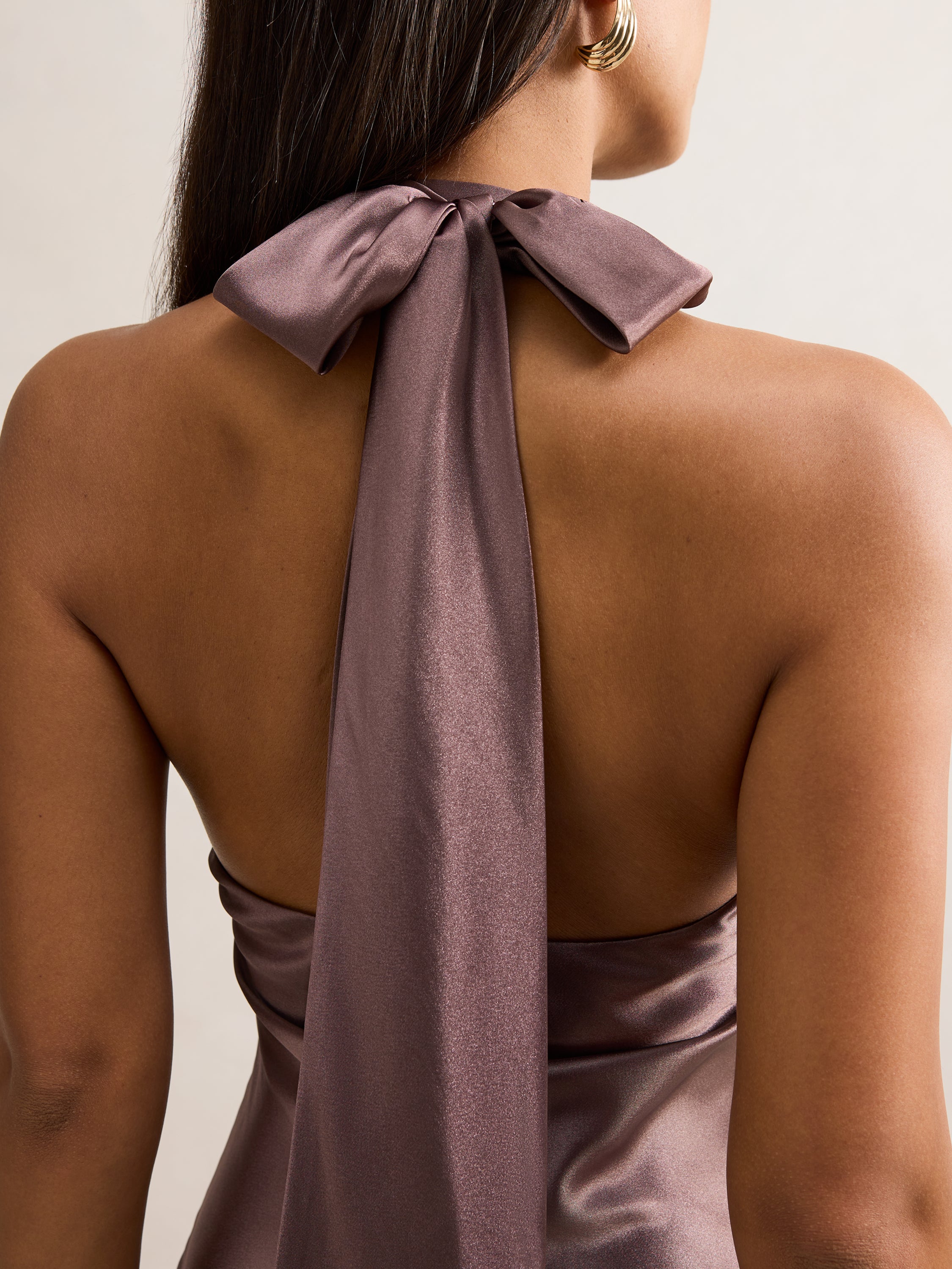 Clementine High Neck Satin Maxi Dress