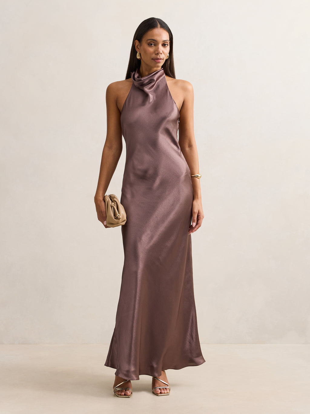 Clementine High Neck Satin Maxi Dress