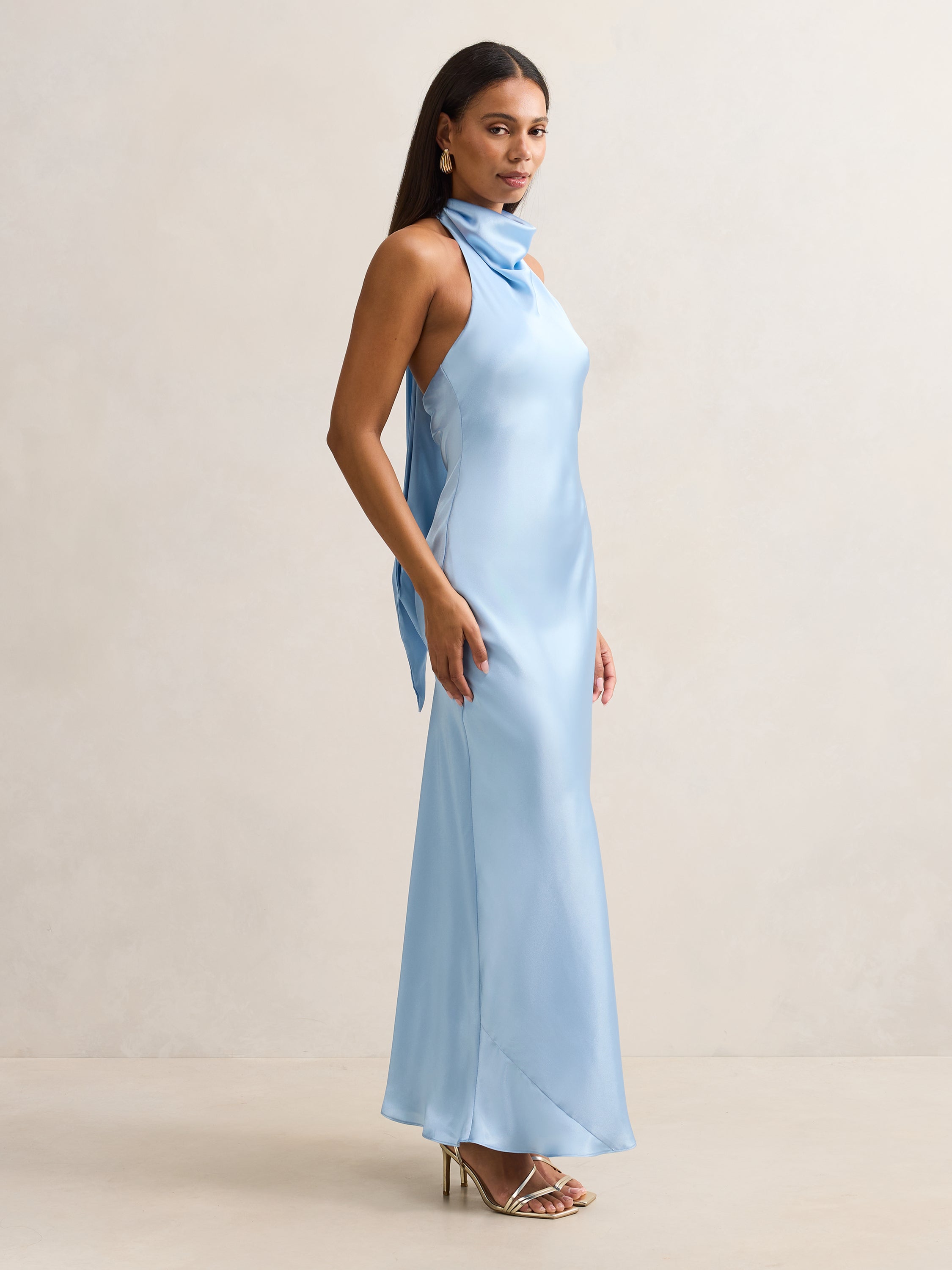 Clementine High Neck Satin Maxi Dress