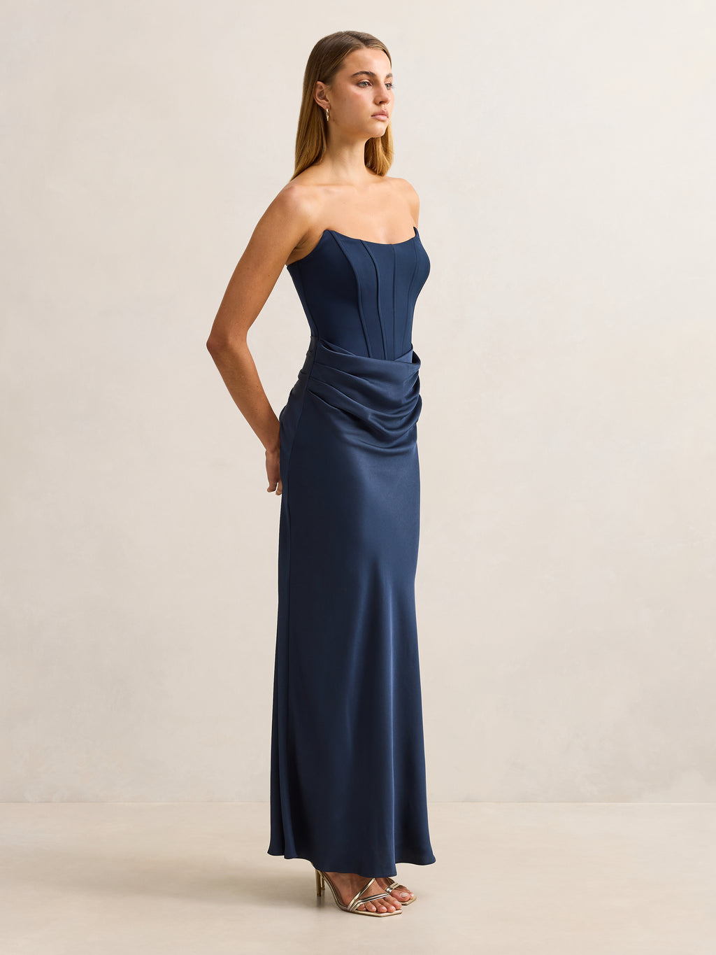 Isra Drape Strapless Maxi Dress