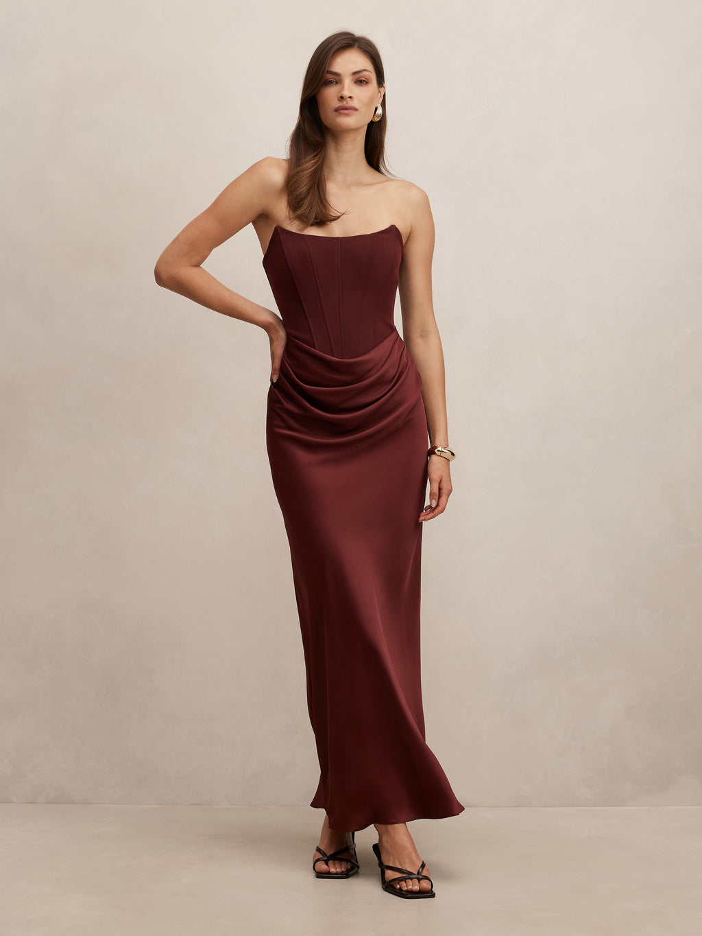 Isra Drape Strapless Maxi Dress