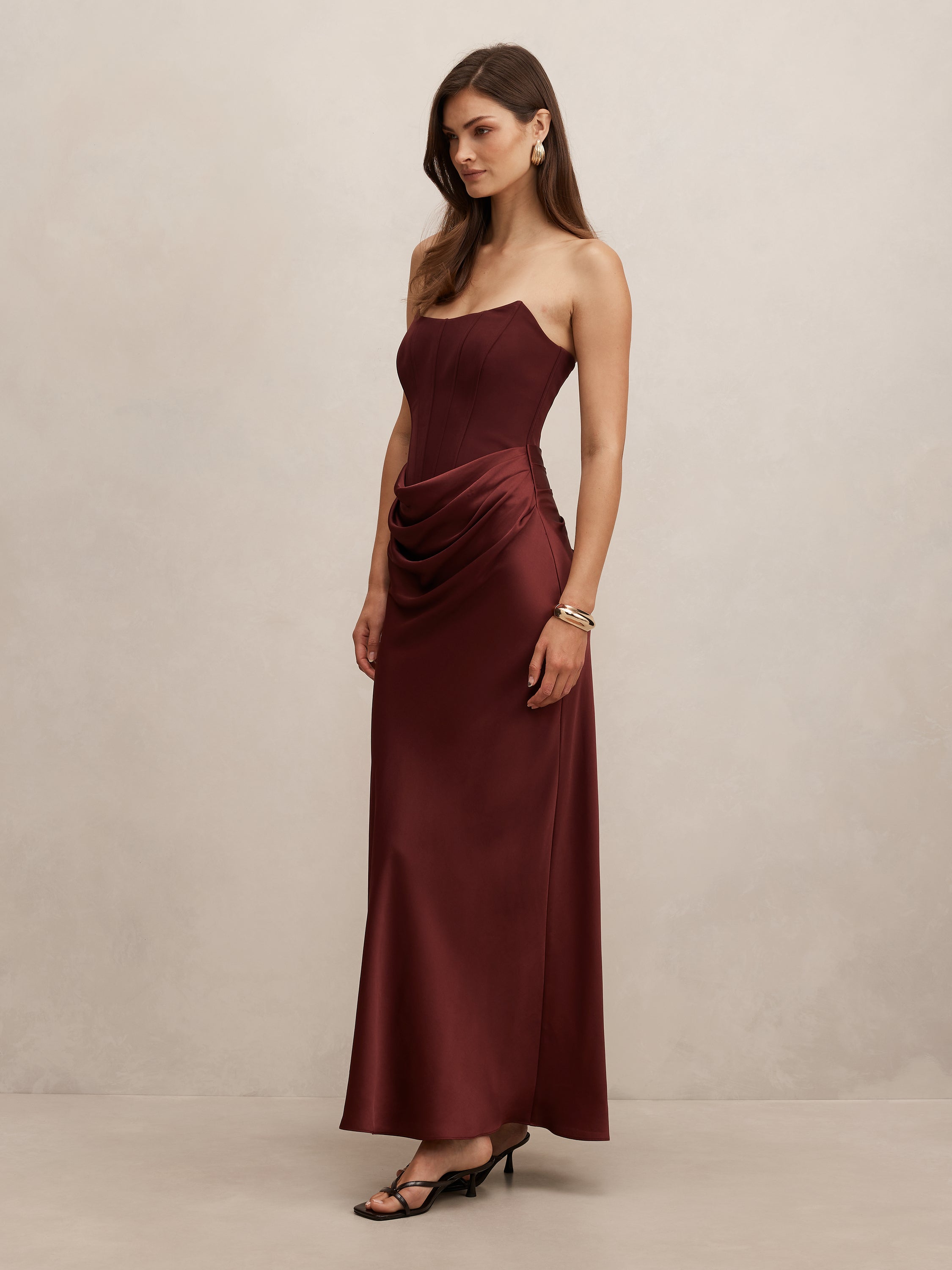 Isra Drape Strapless Maxi Dress
