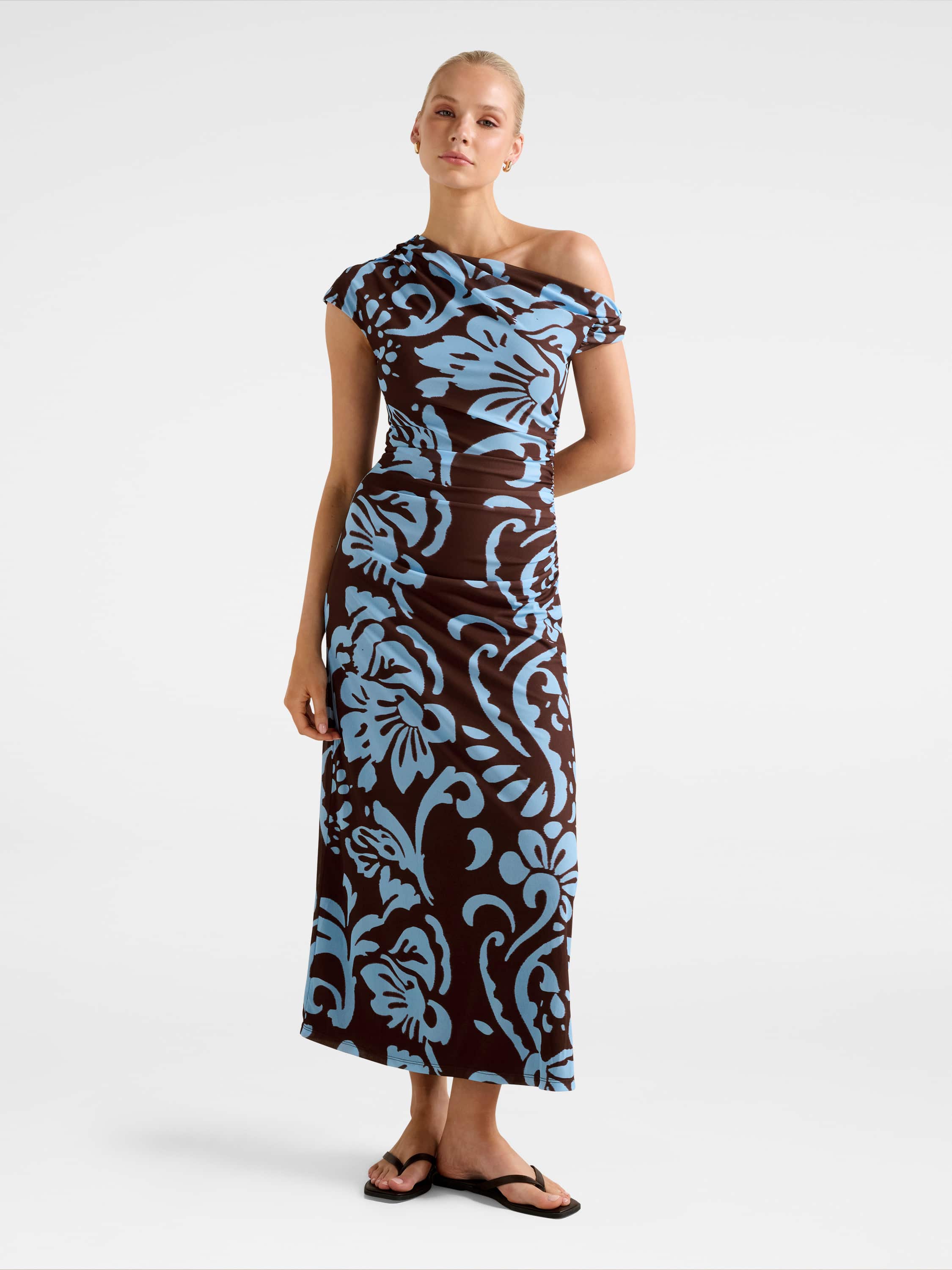 Paris Draped Mesh Midi Dress