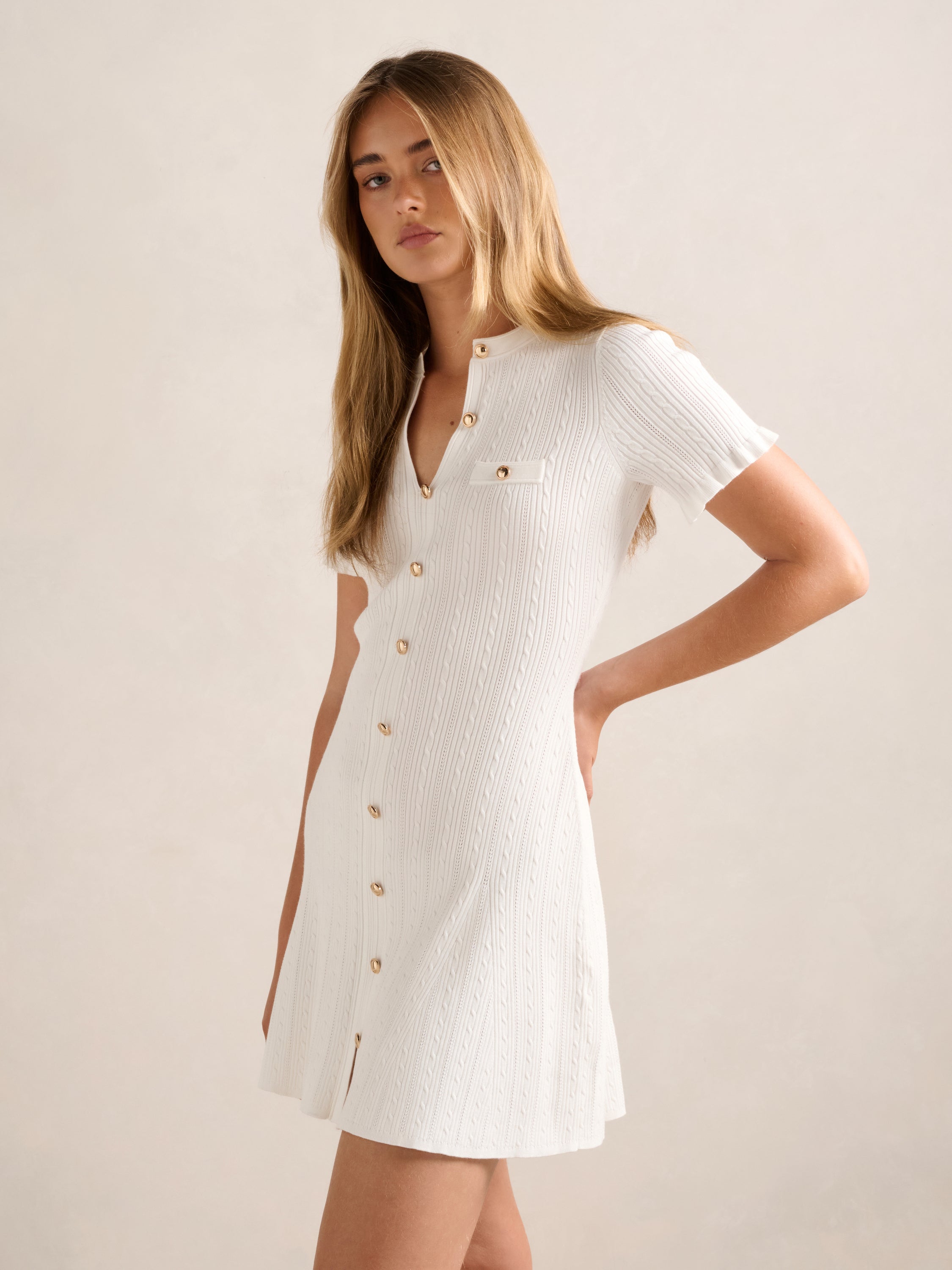 Violetta Stitch Interest Knit Mini Dress