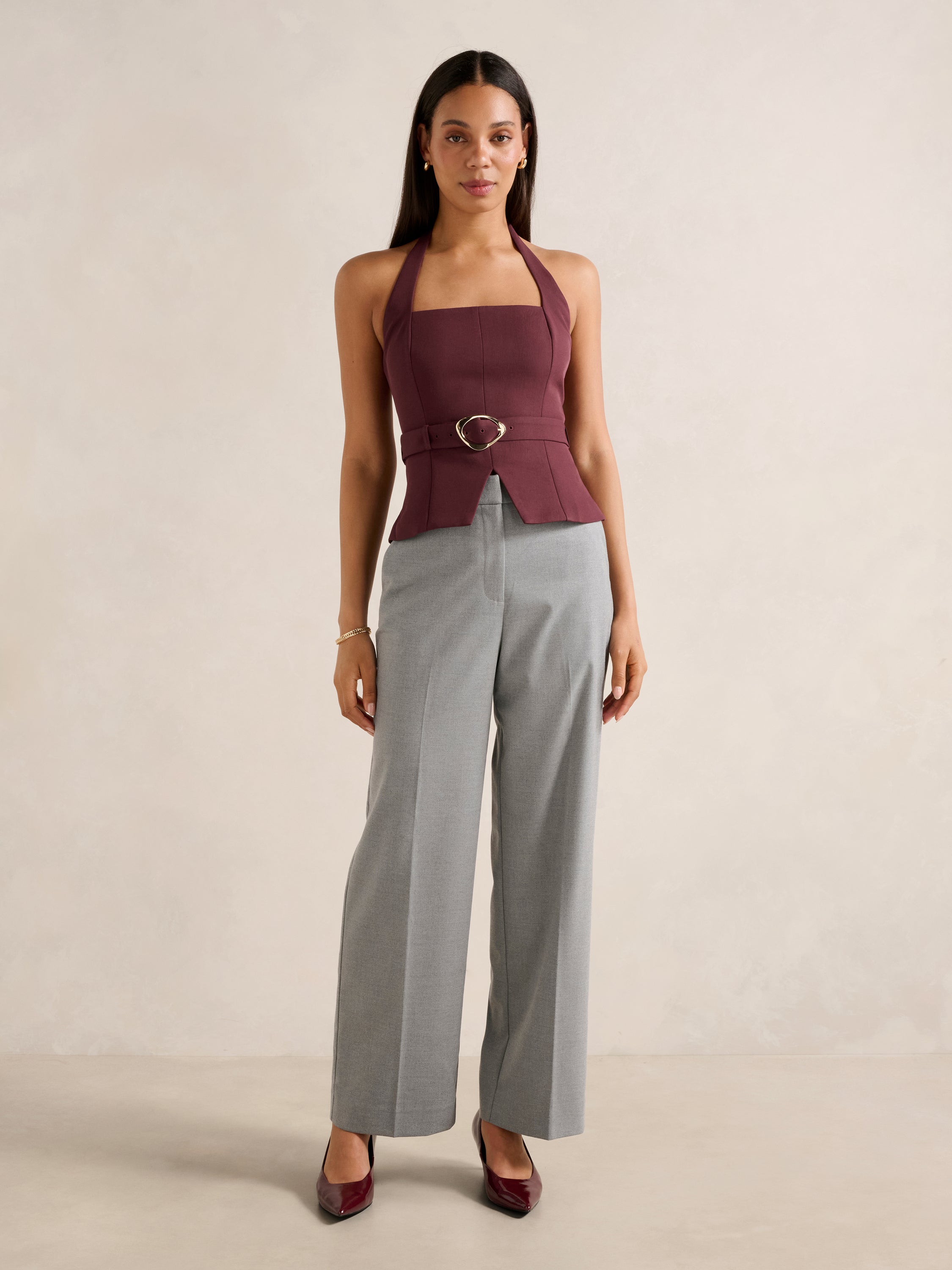 Ellisa Belted Hardware Top