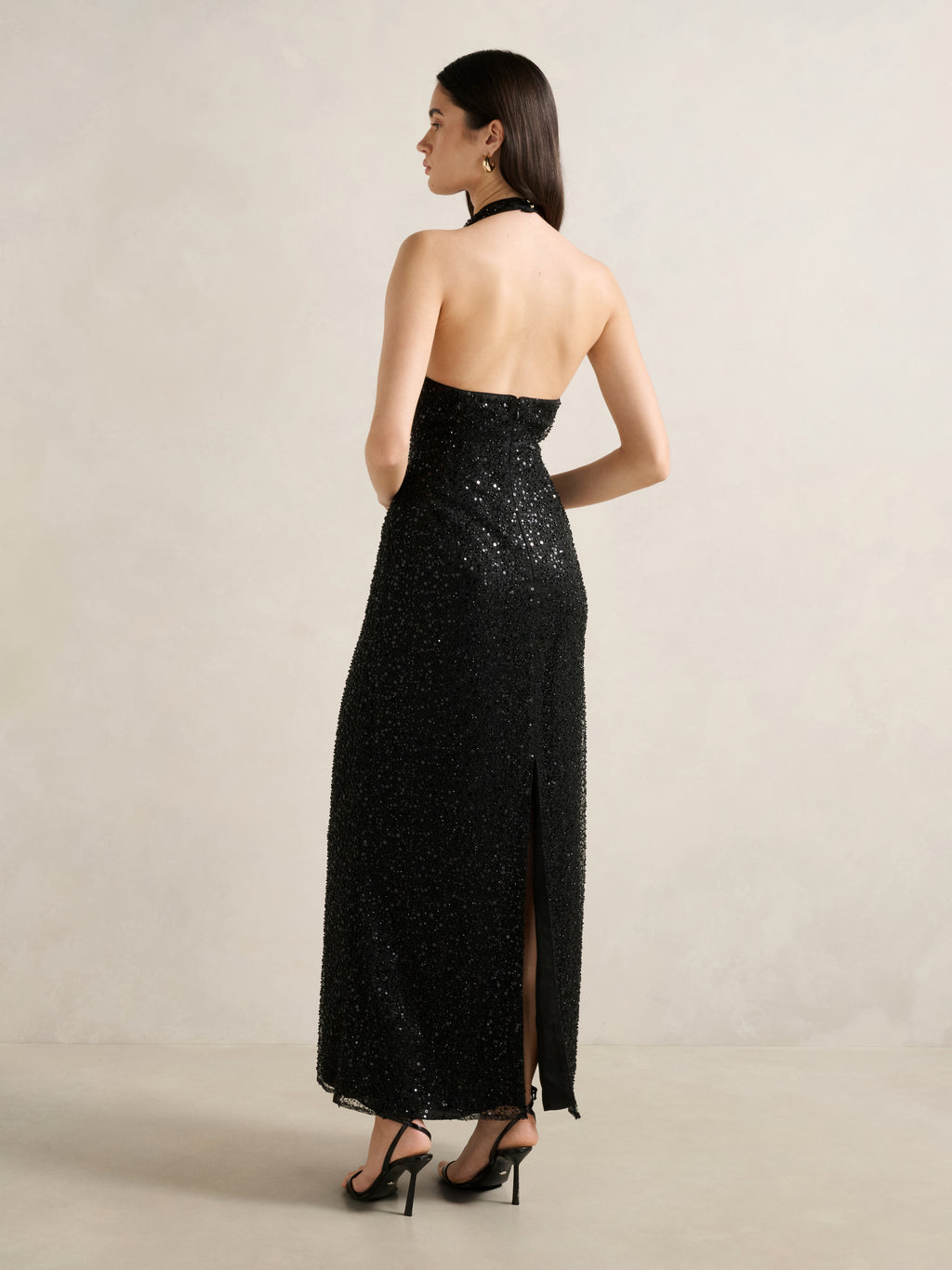Miranda Sequin Halter Maxi Dress