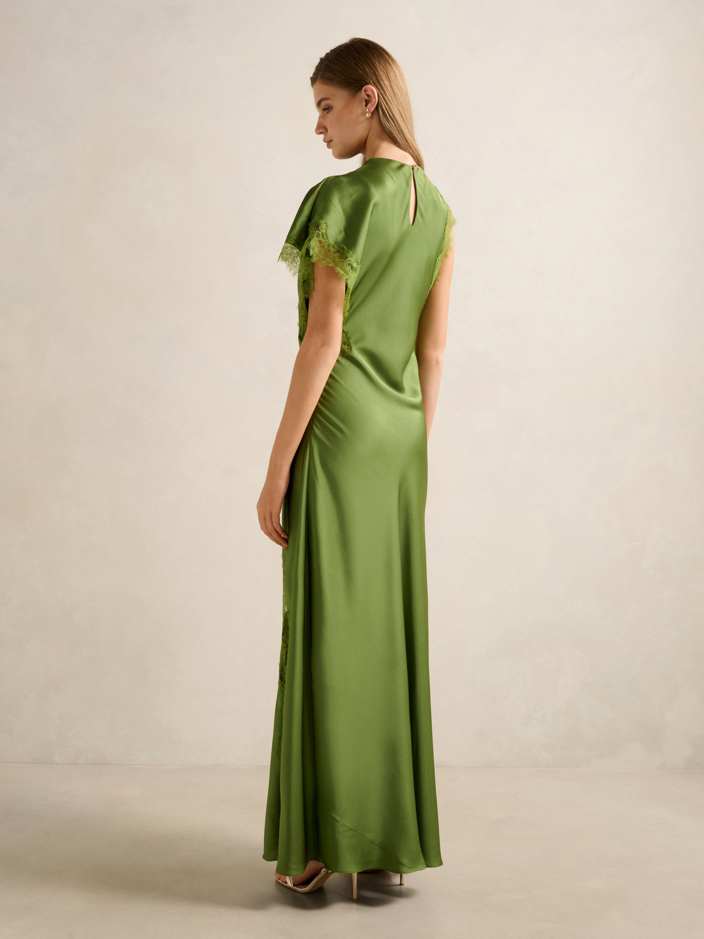 Kody Satin Lace Asym Maxi Dress