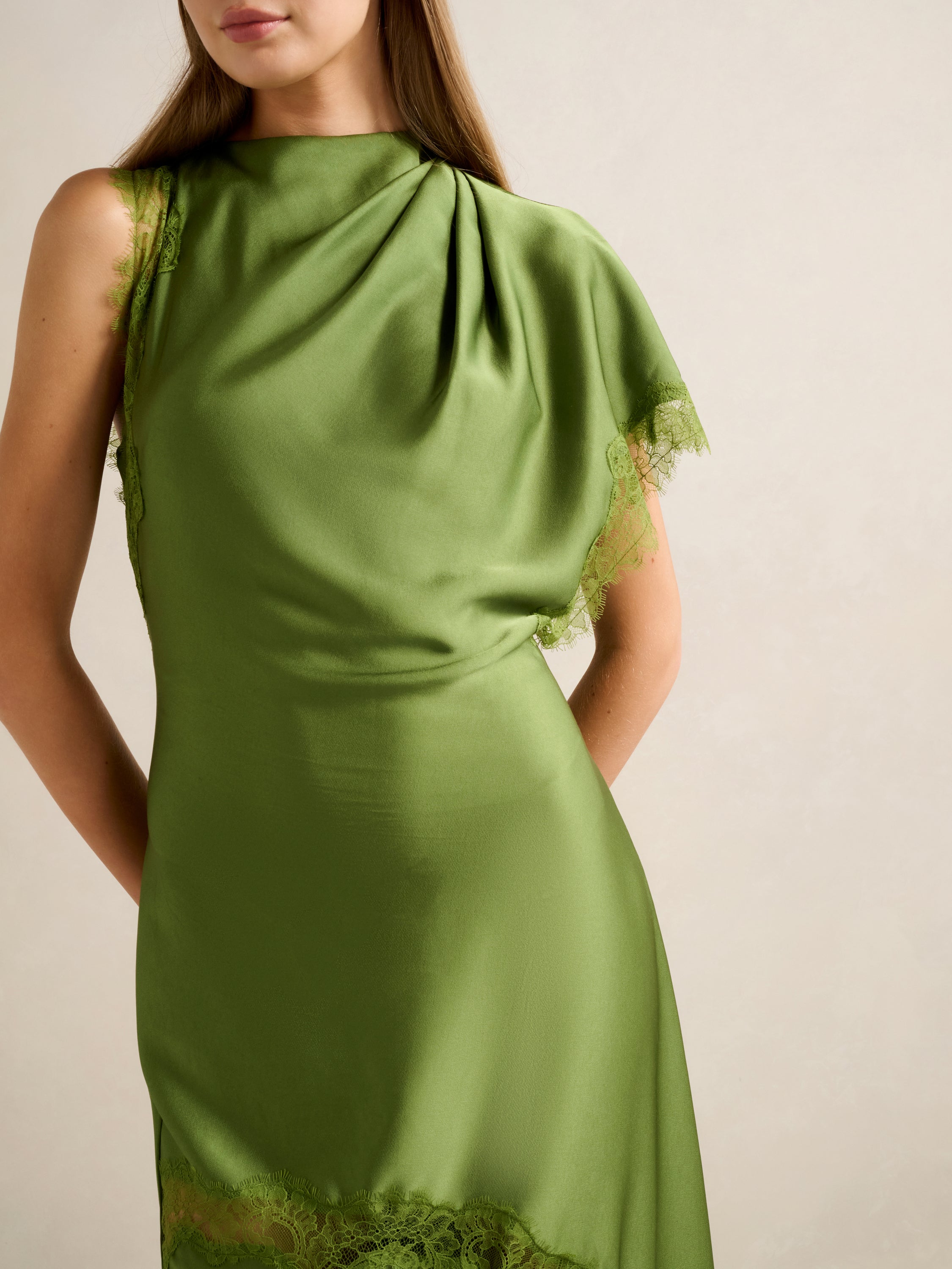 Kody Satin Lace Asym Maxi Dress