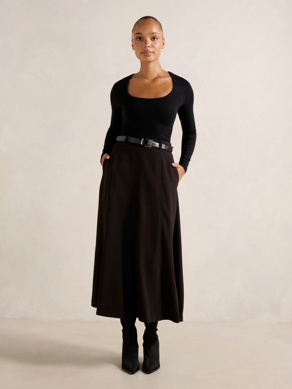 Celine Belted Midi Skirt