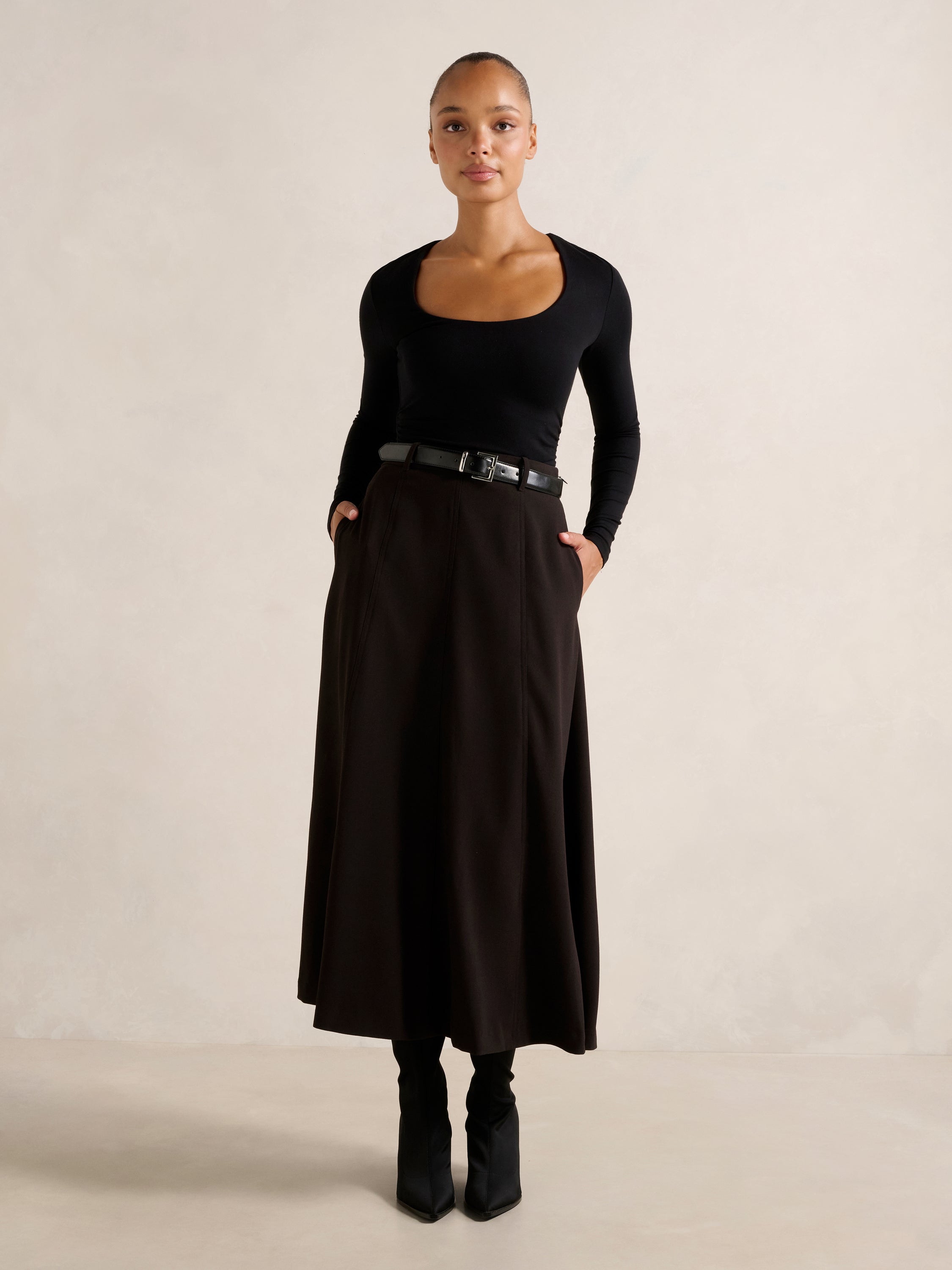 Celine Belted Midi Skirt