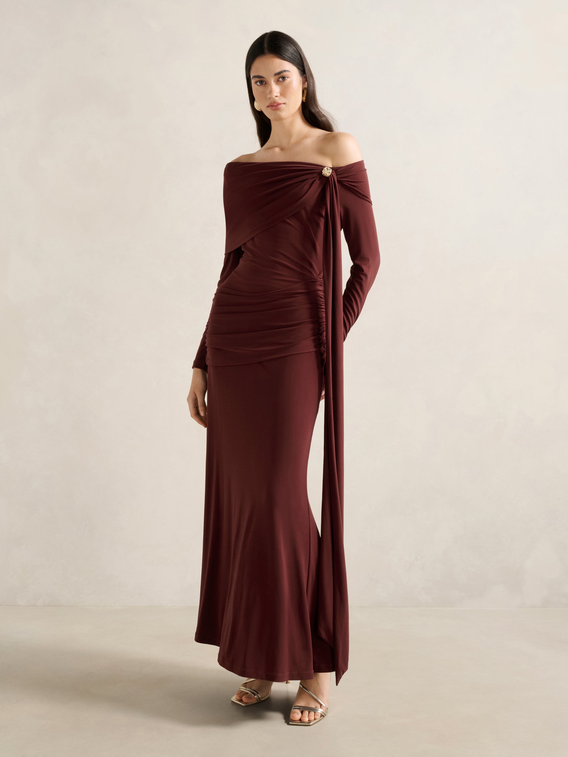 Jocelyn Jersey Draped Maxi Dress