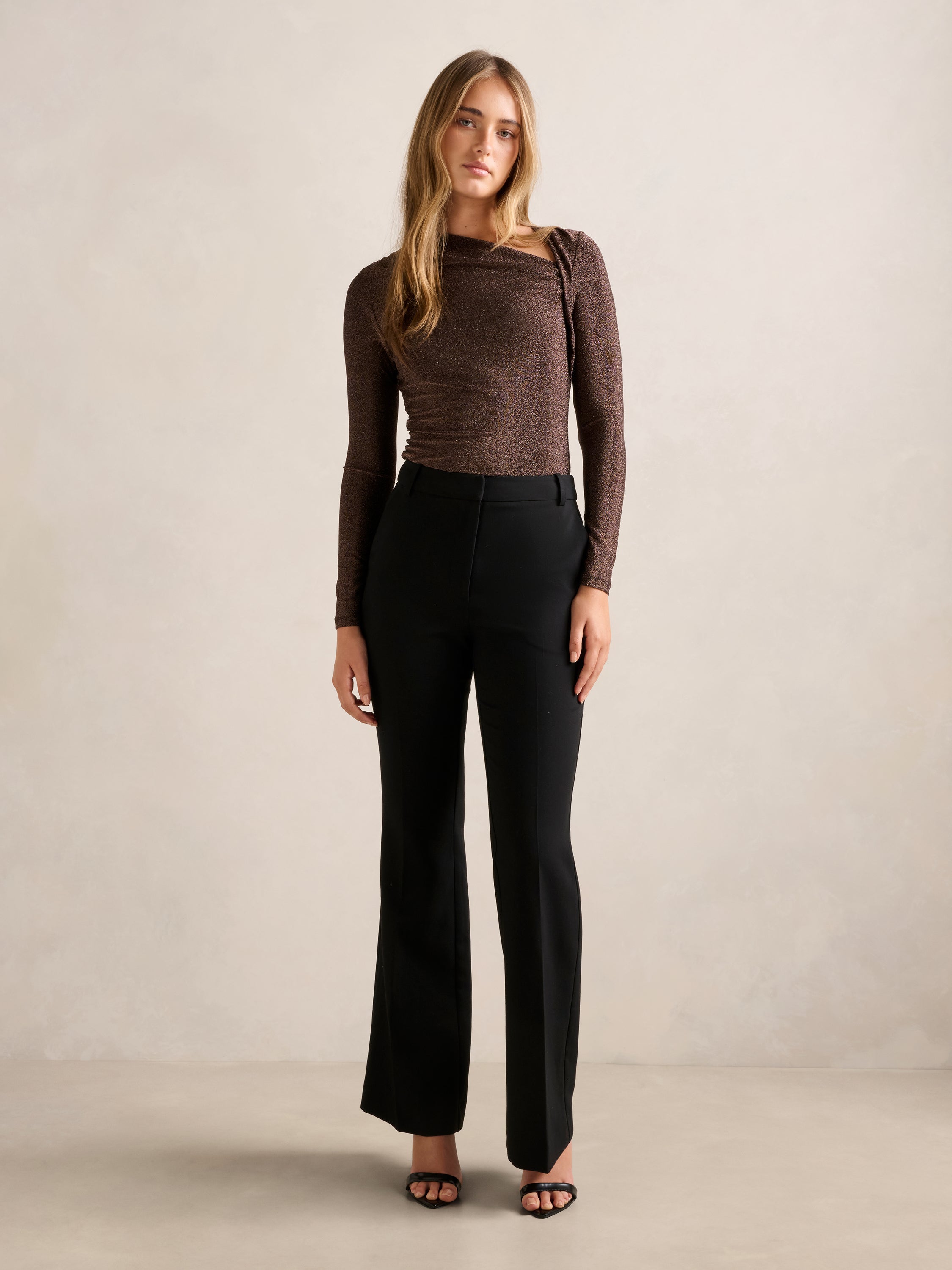 Roma Glitter Asym Neck Top