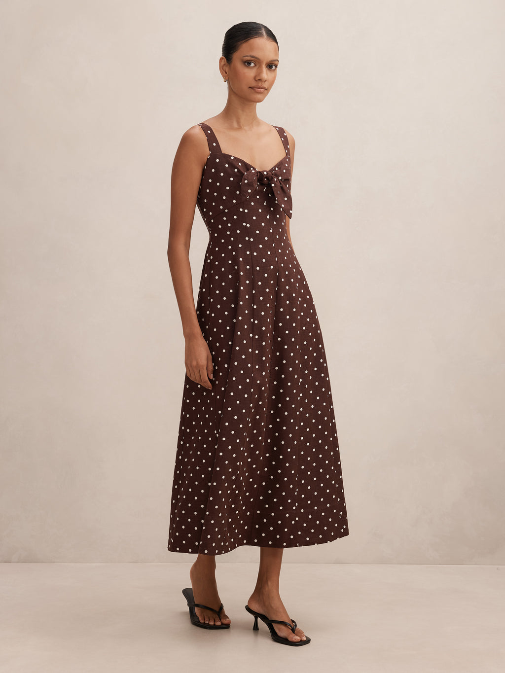 Kara Petite Tie Front Linen Midi Dress