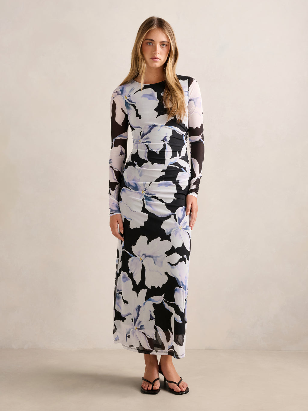 Amaya Long Sleeved Mesh Midi Dress