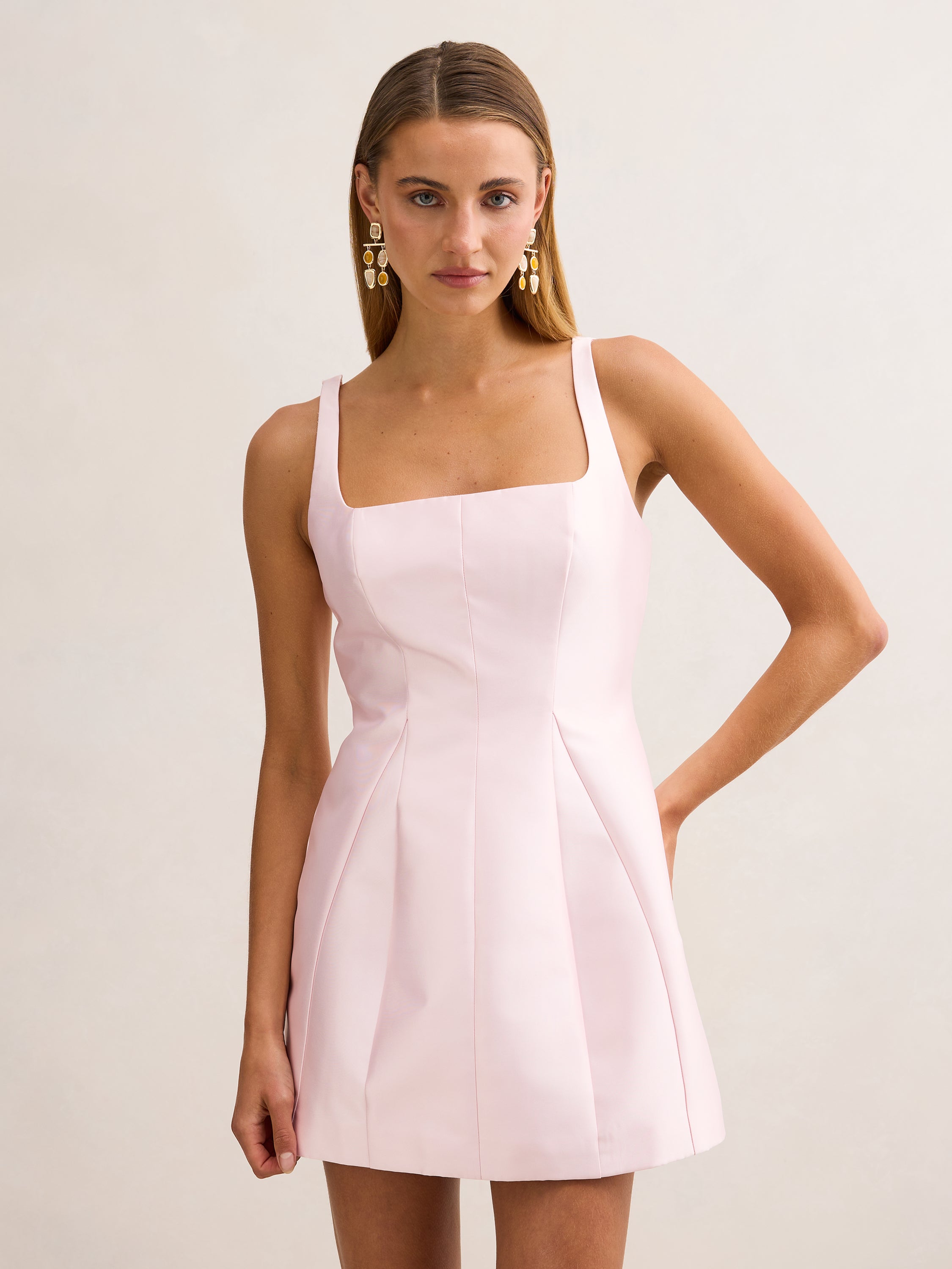 Kaitlyn Structured Satin Mini Dress