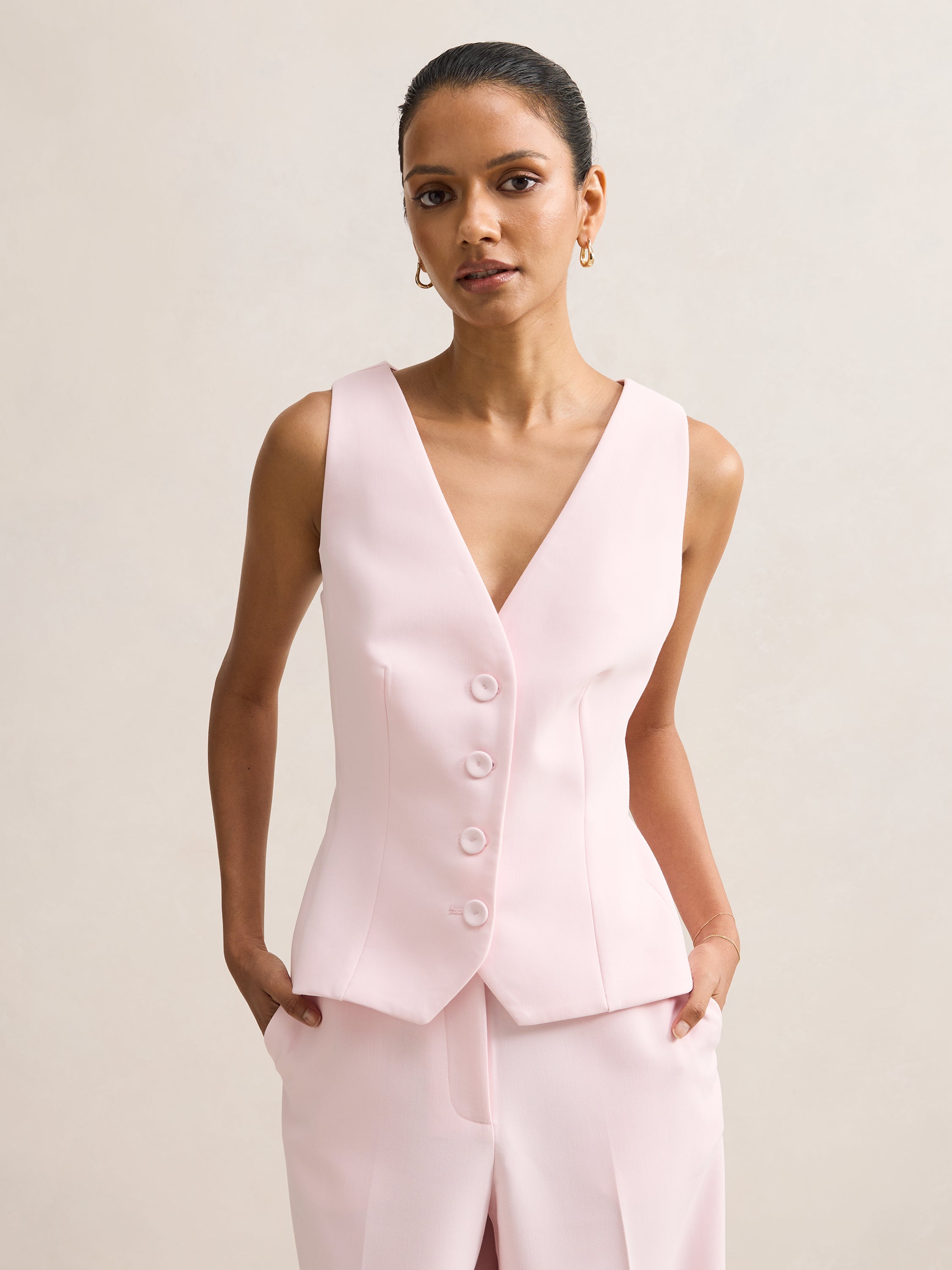 Veda Petite V Neck Waistcoat