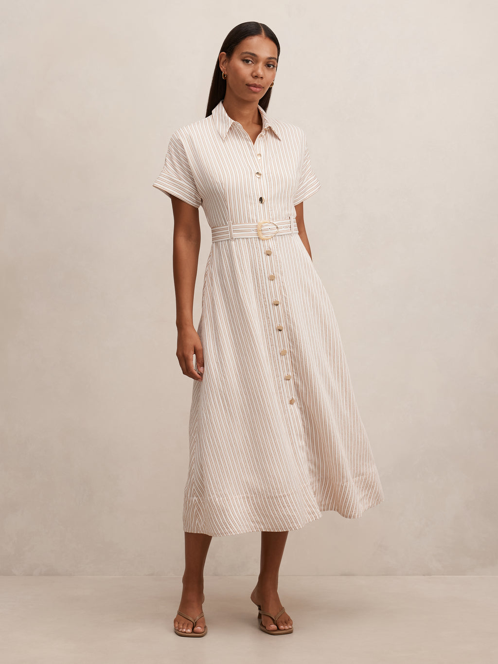 Emma Stripe Shirt Midi Dress