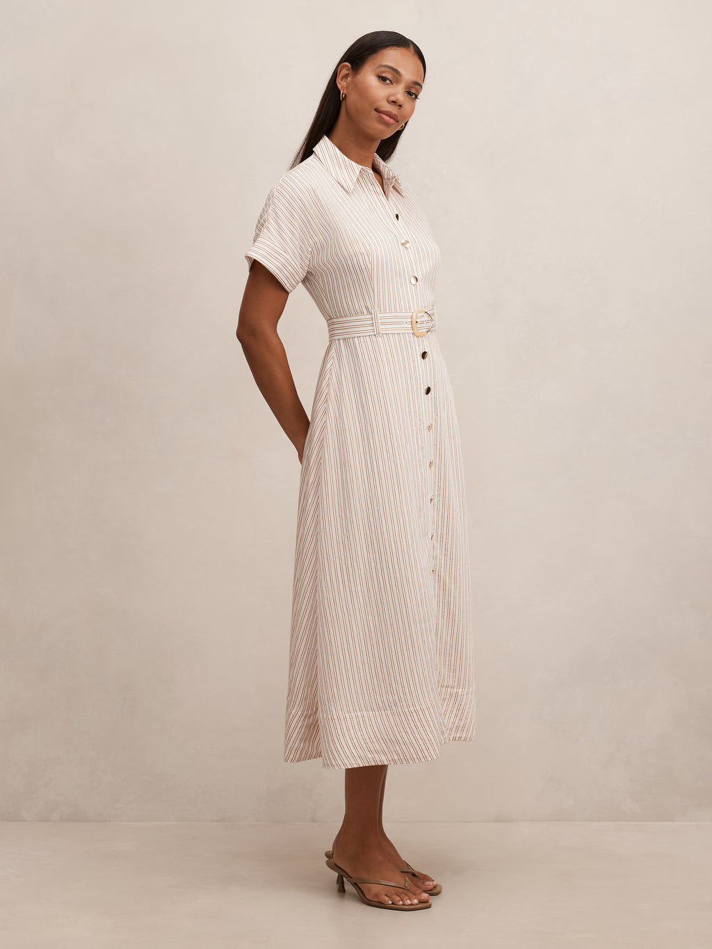 Emma Stripe Shirt Midi Dress