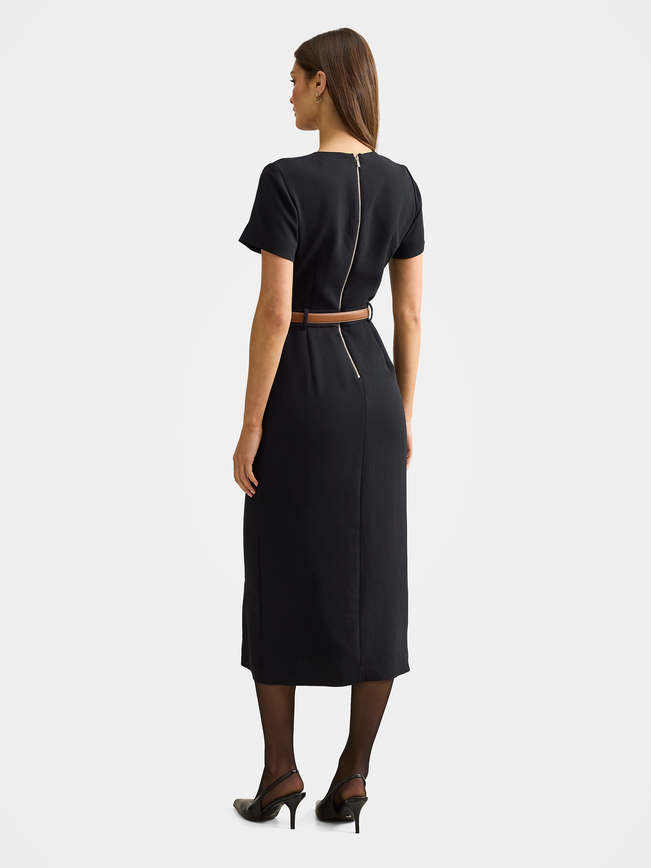 Bailee Belted Tailored Midi Dress