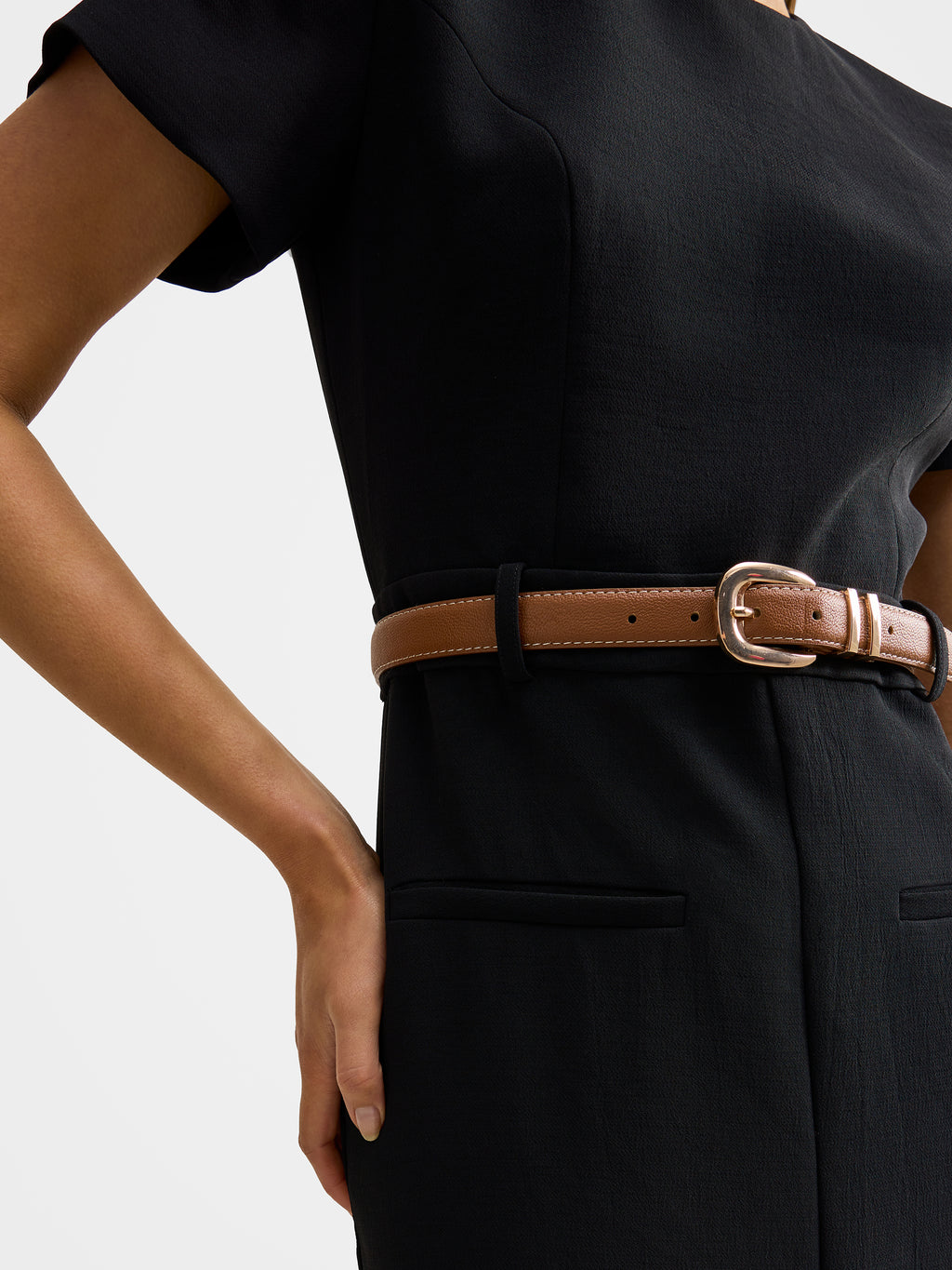 Bailee Belted Tailored Midi Dress