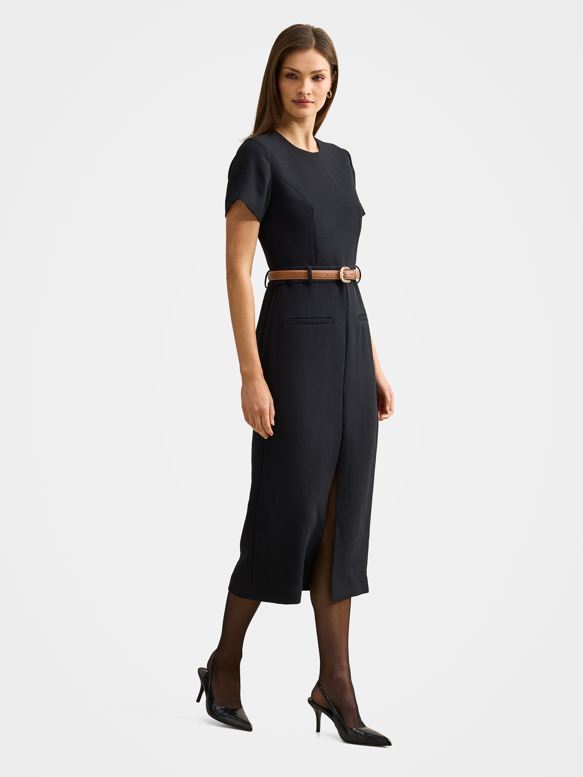 Bailee Belted Tailored Midi Dress