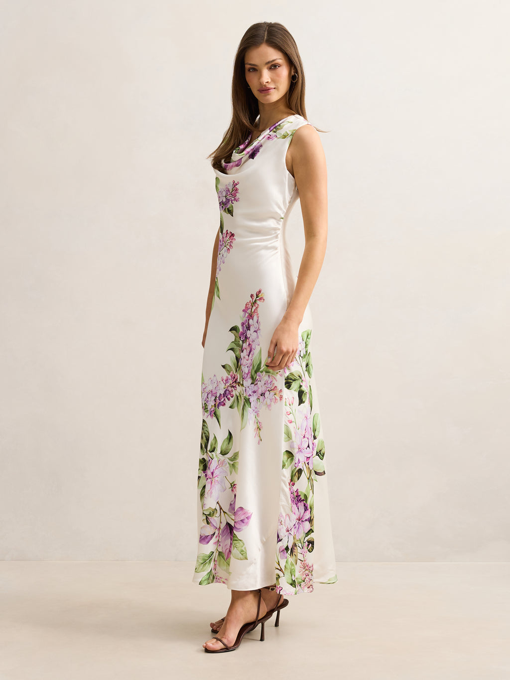 Ainsley Draped Satin Maxi Dress