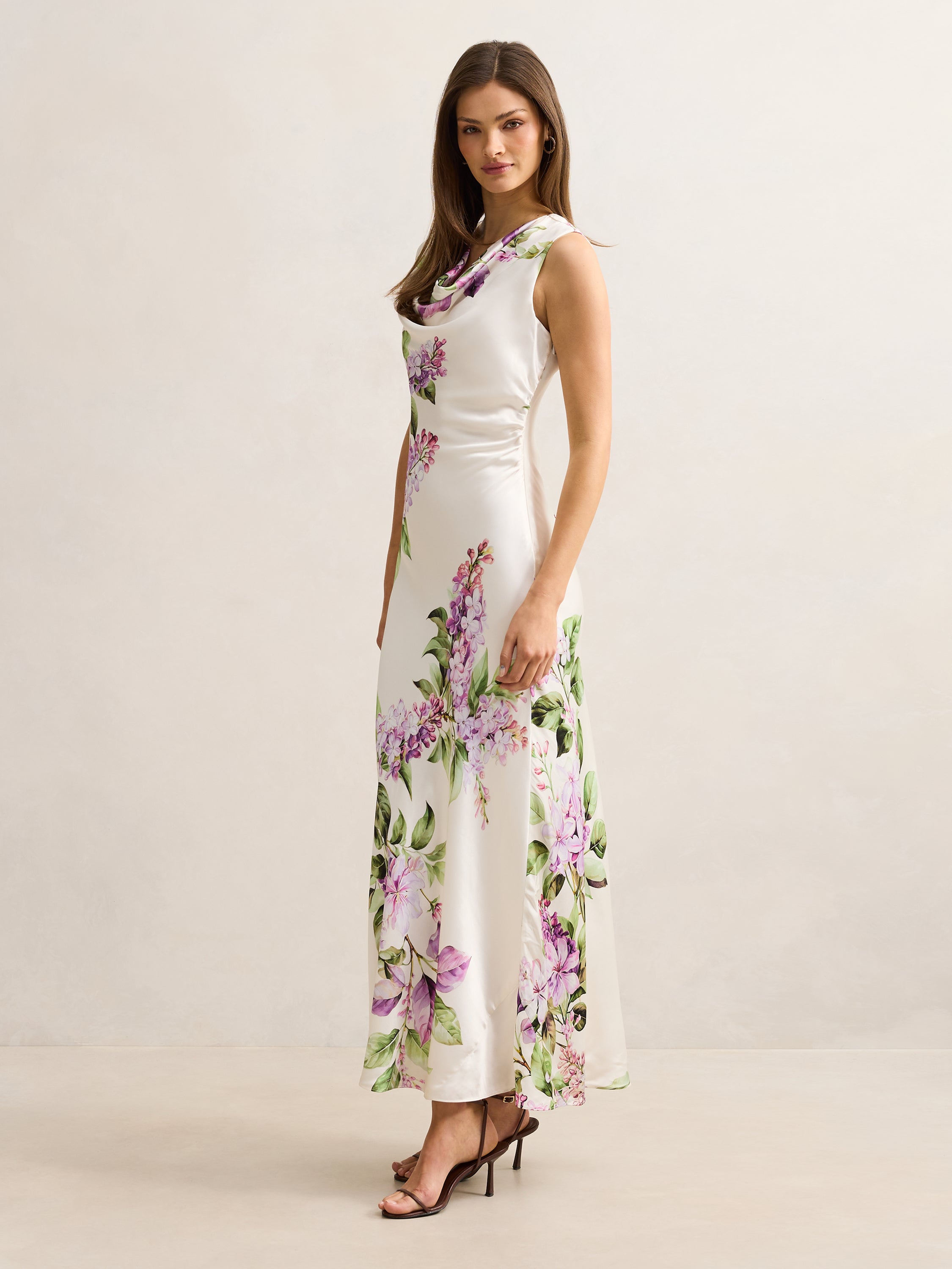 Ainsley Draped Satin Maxi Dress
