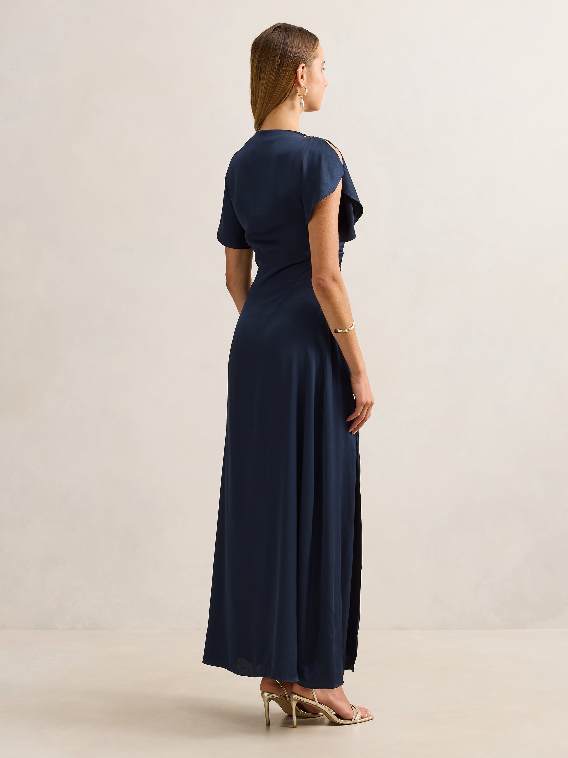 Genevieve Satin Drape Maxi Dress