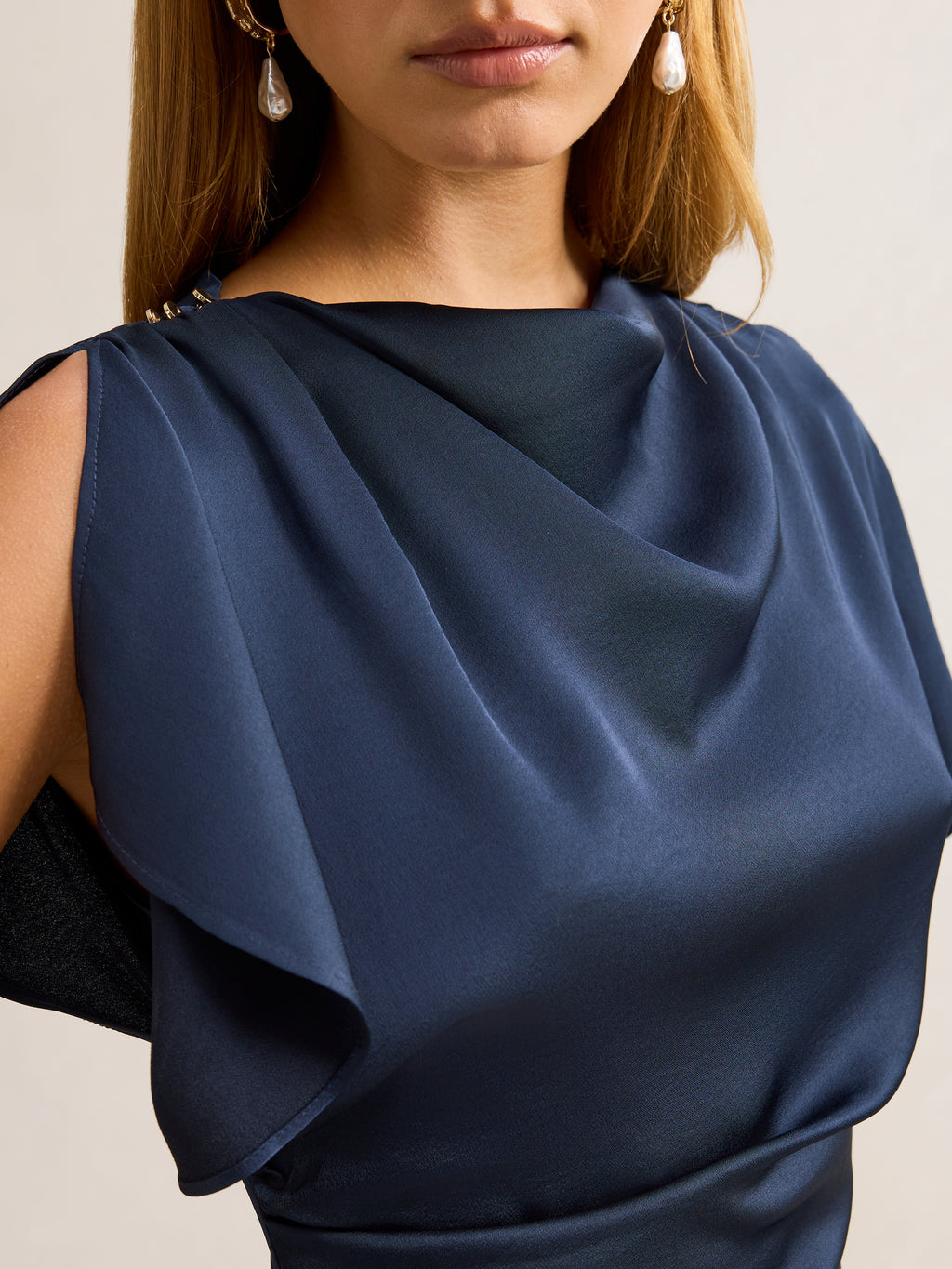 Genevieve Satin Drape Maxi Dress