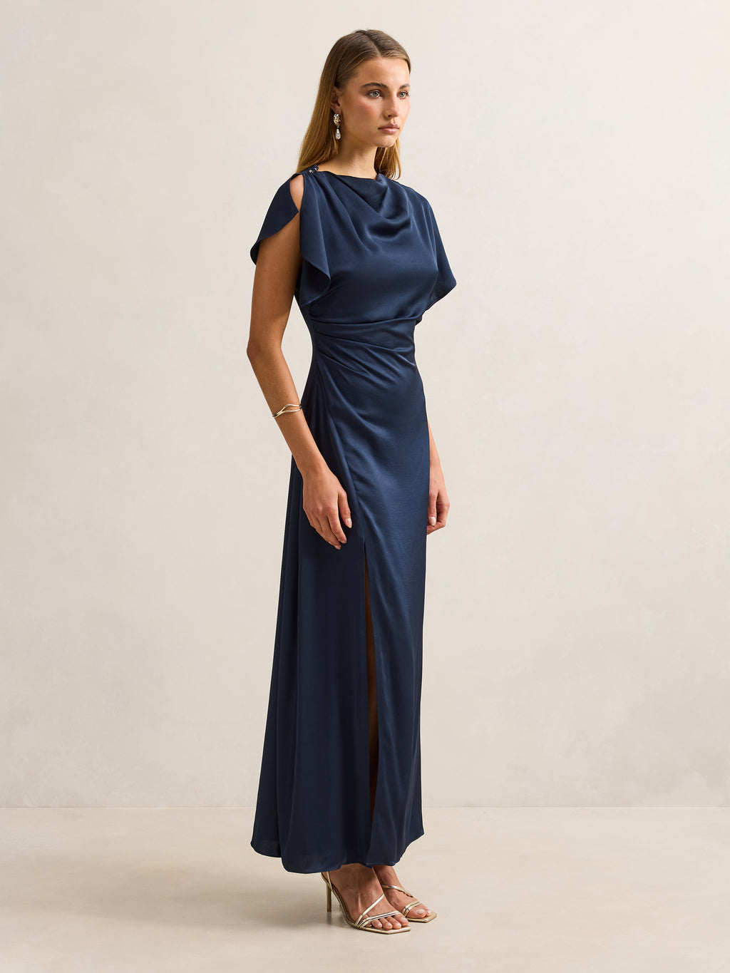 Genevieve Satin Drape Maxi Dress