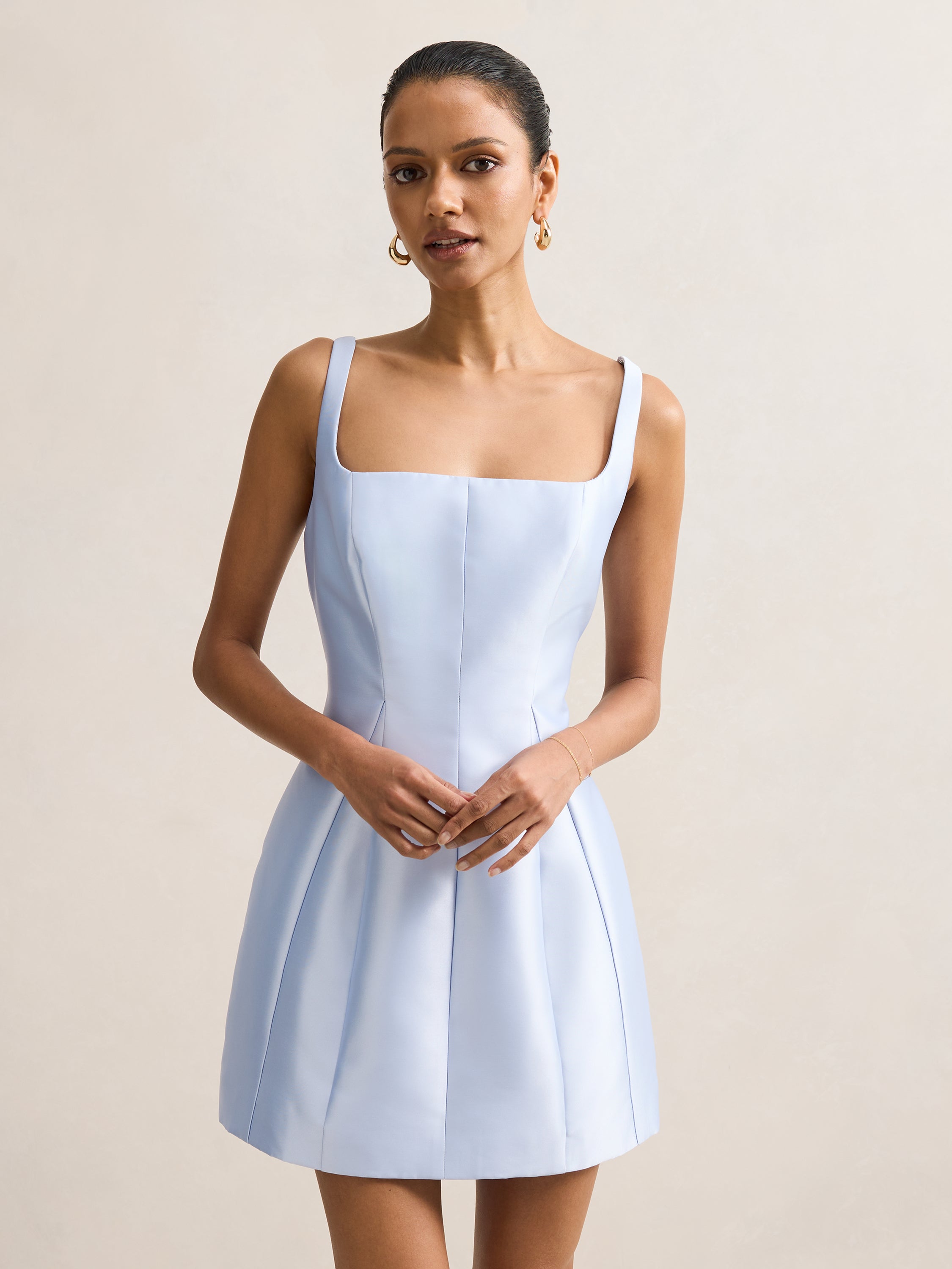 Kaitlyn Petite Structured Satin Mini Dress