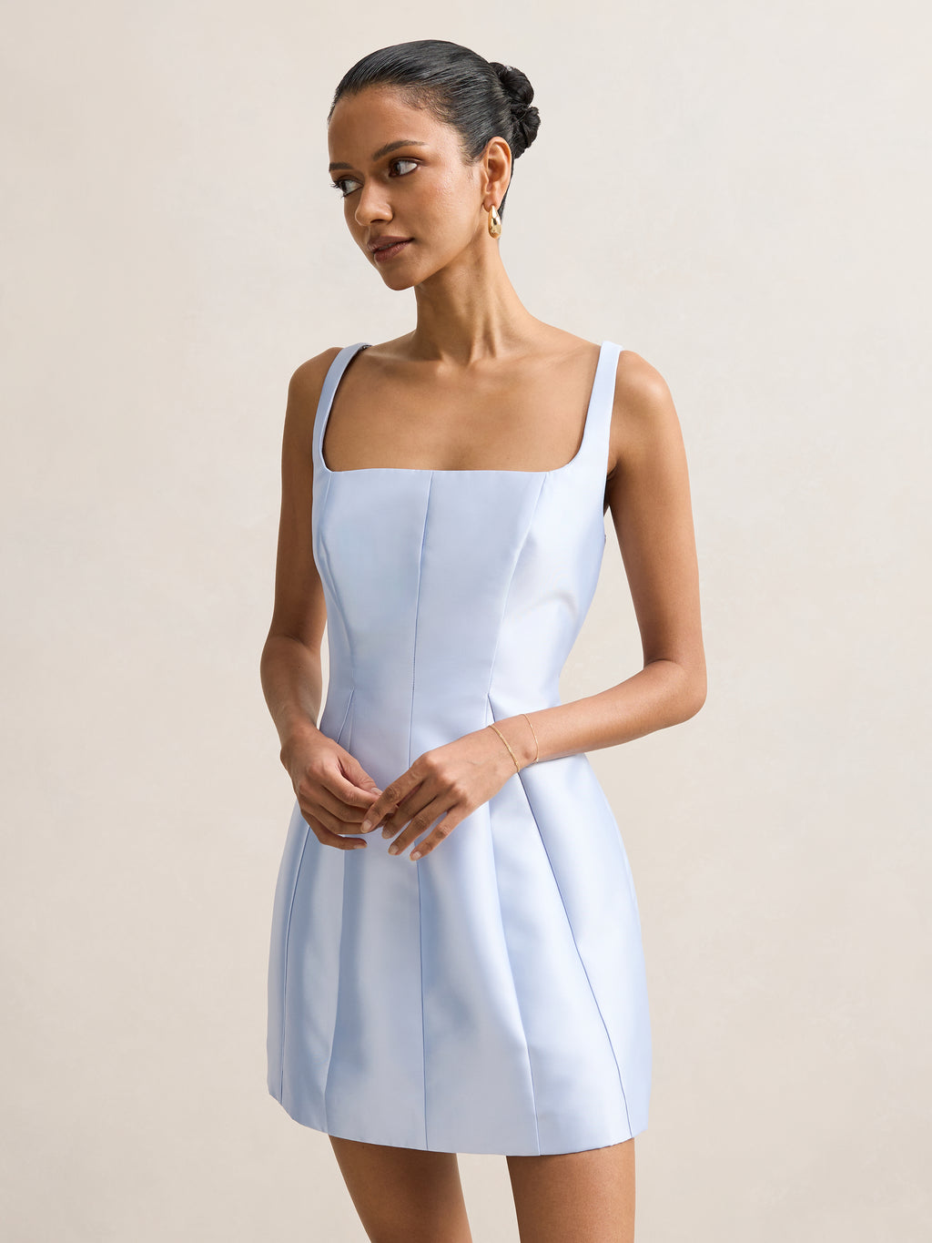 Kaitlyn Petite Structured Satin Mini Dress