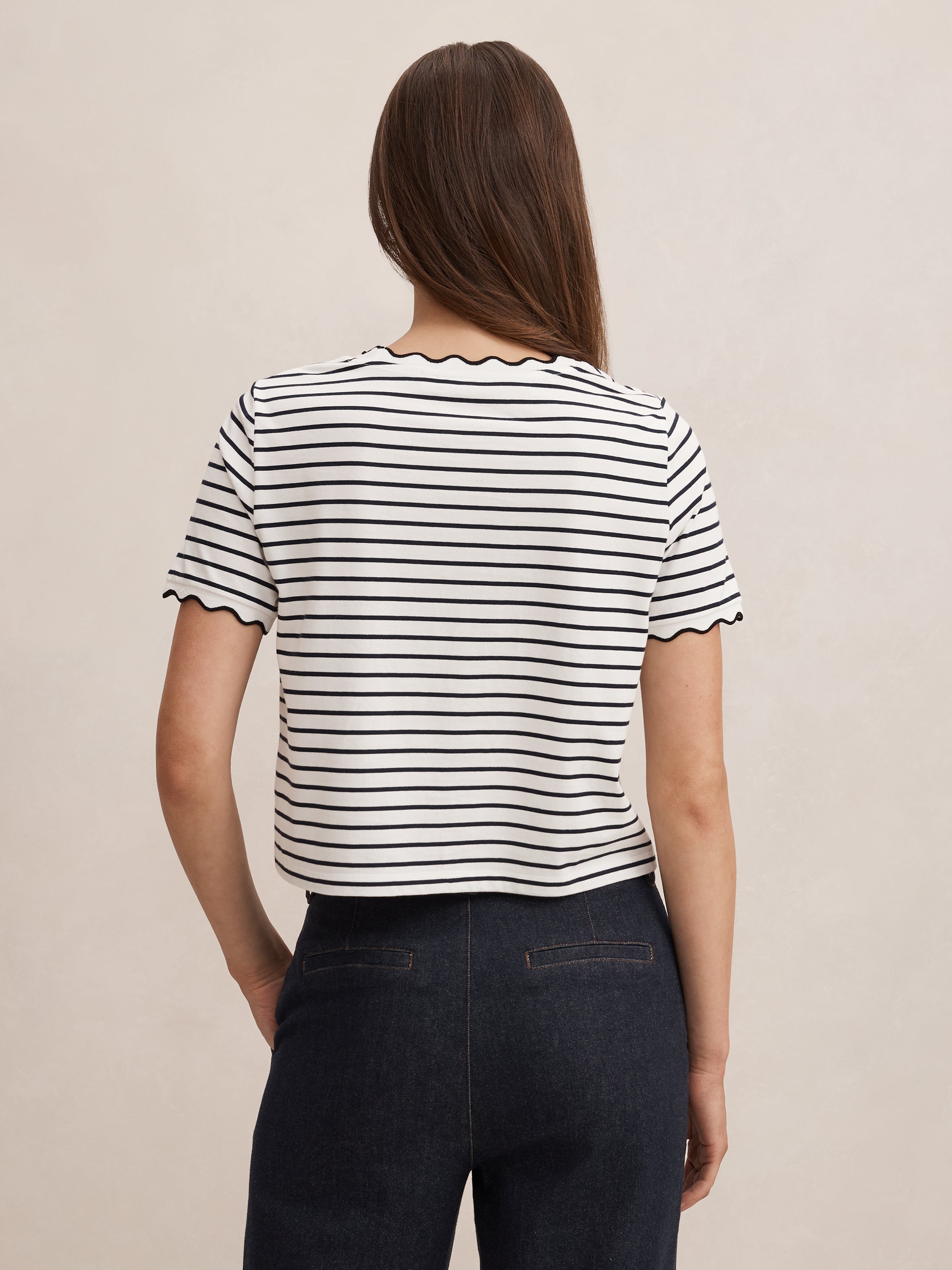 Dolly Stripe Scallop Tee