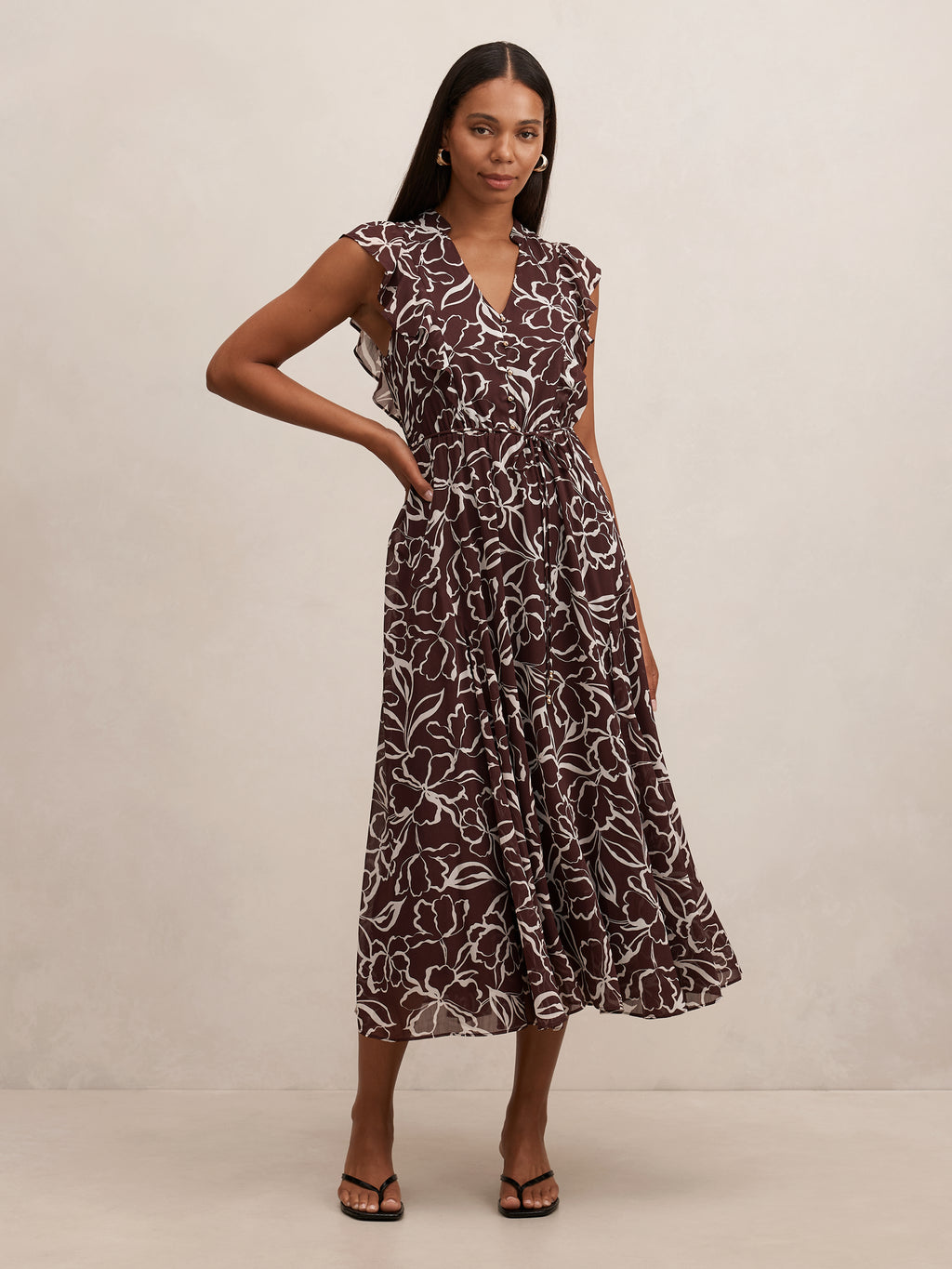 Maren Flutter Sleeve Midi Dress