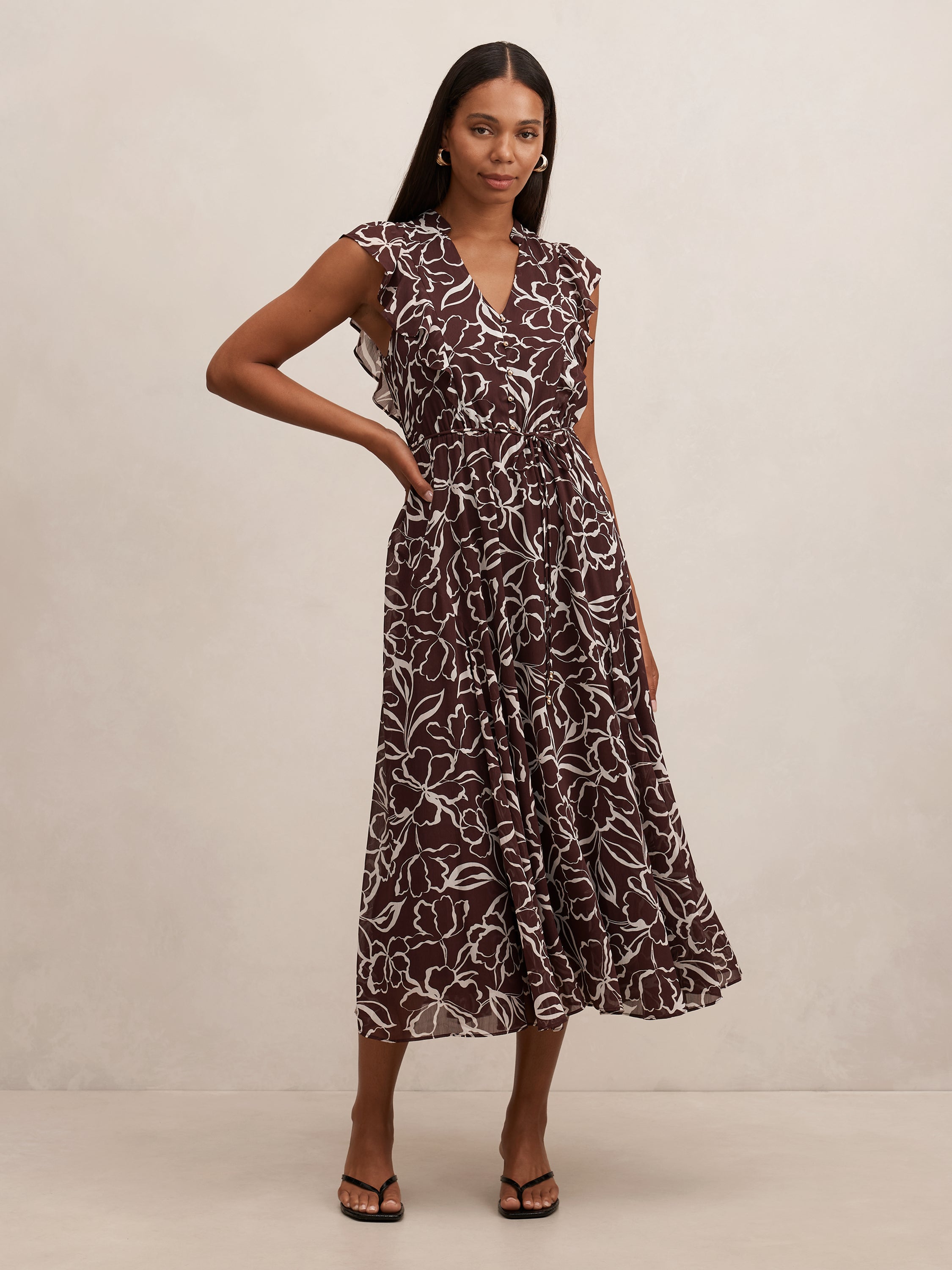 Maren Flutter Sleeve Midi Dress