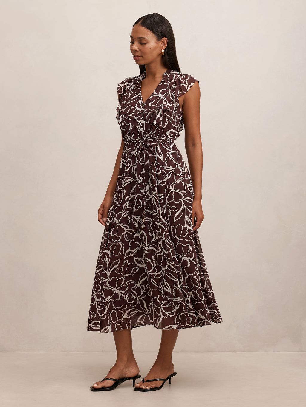 Maren Flutter Sleeve Midi Dress
