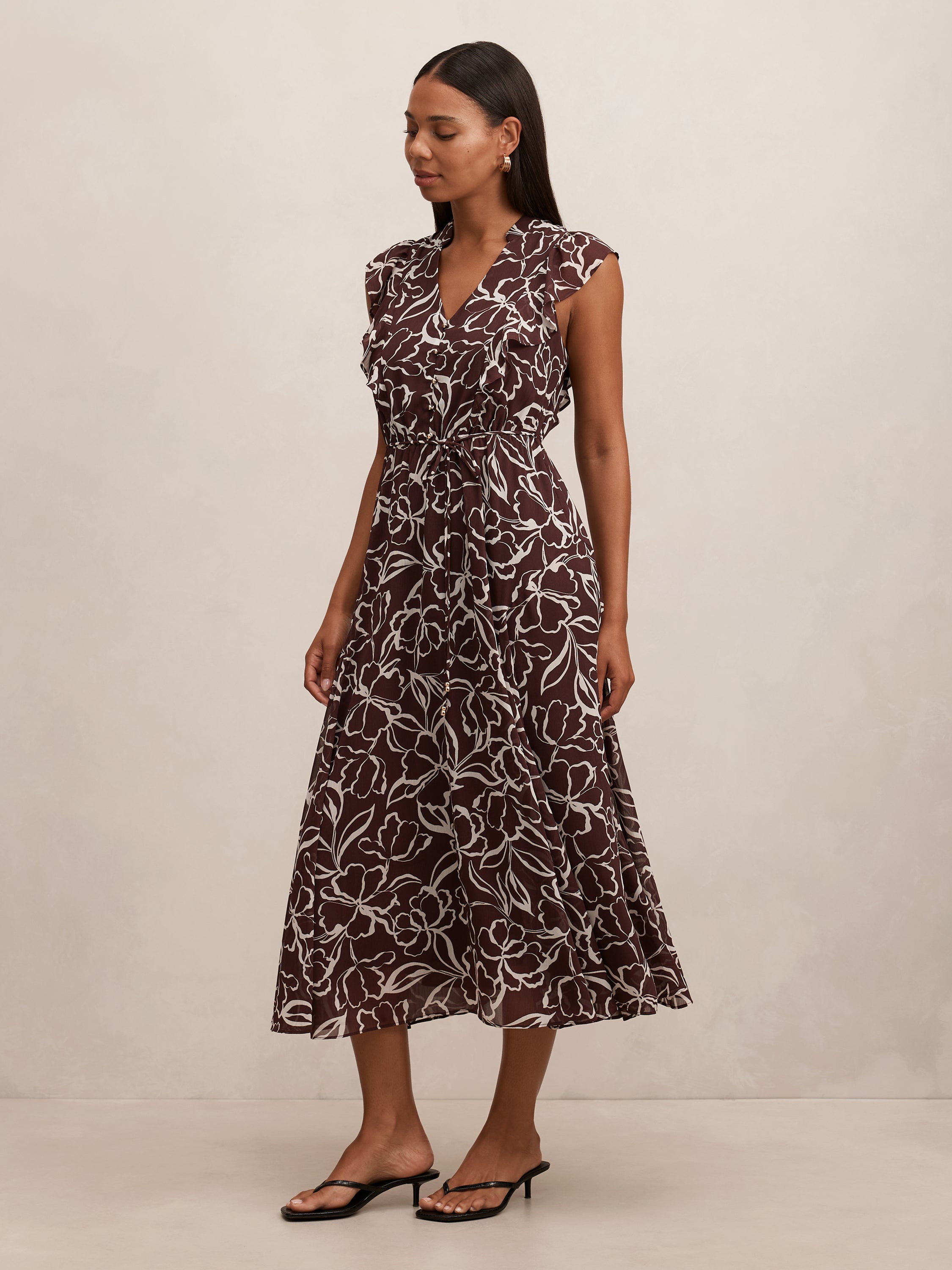 Maren Flutter Sleeve Midi Dress