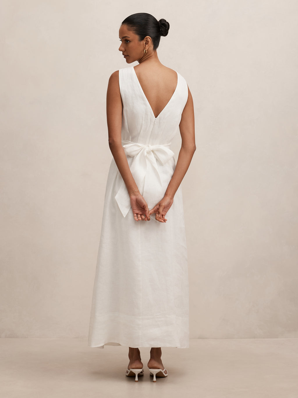 Rosie Petite Linen Tuck Midi Dress