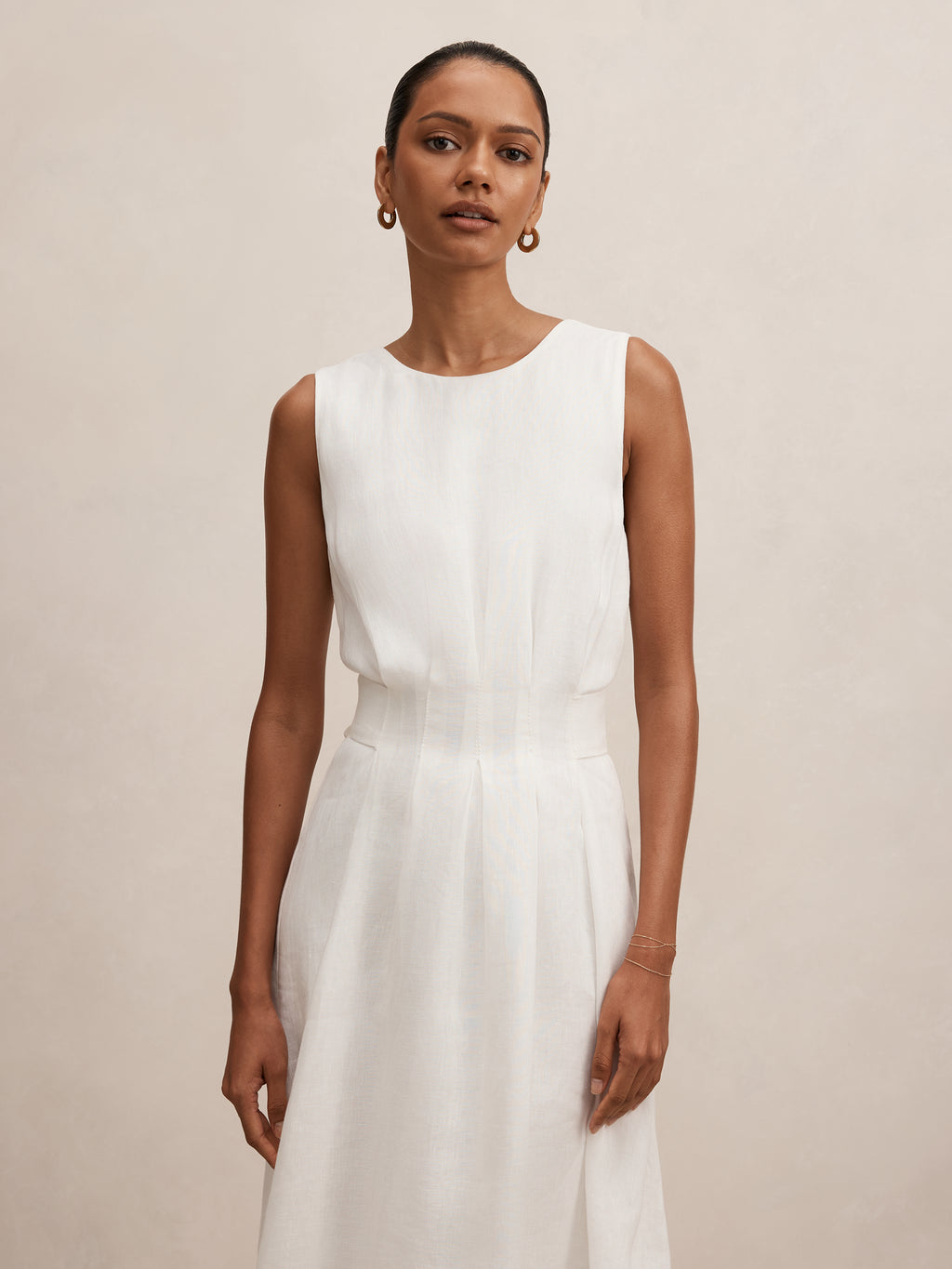 Rosie Petite Linen Tuck Midi Dress